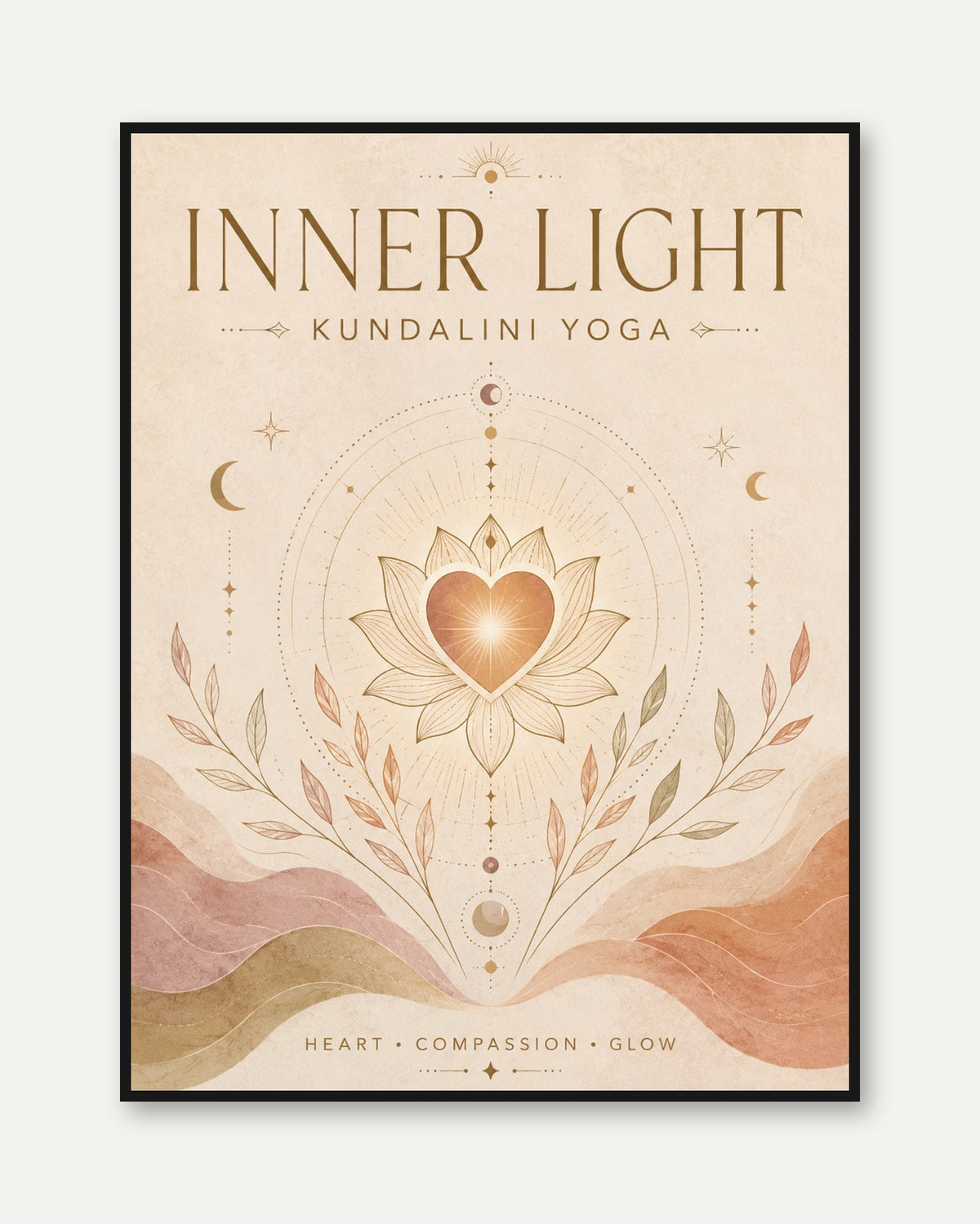Kundalini Yoga Lotus Heart Art Print: Sacred Geometry Design - framed