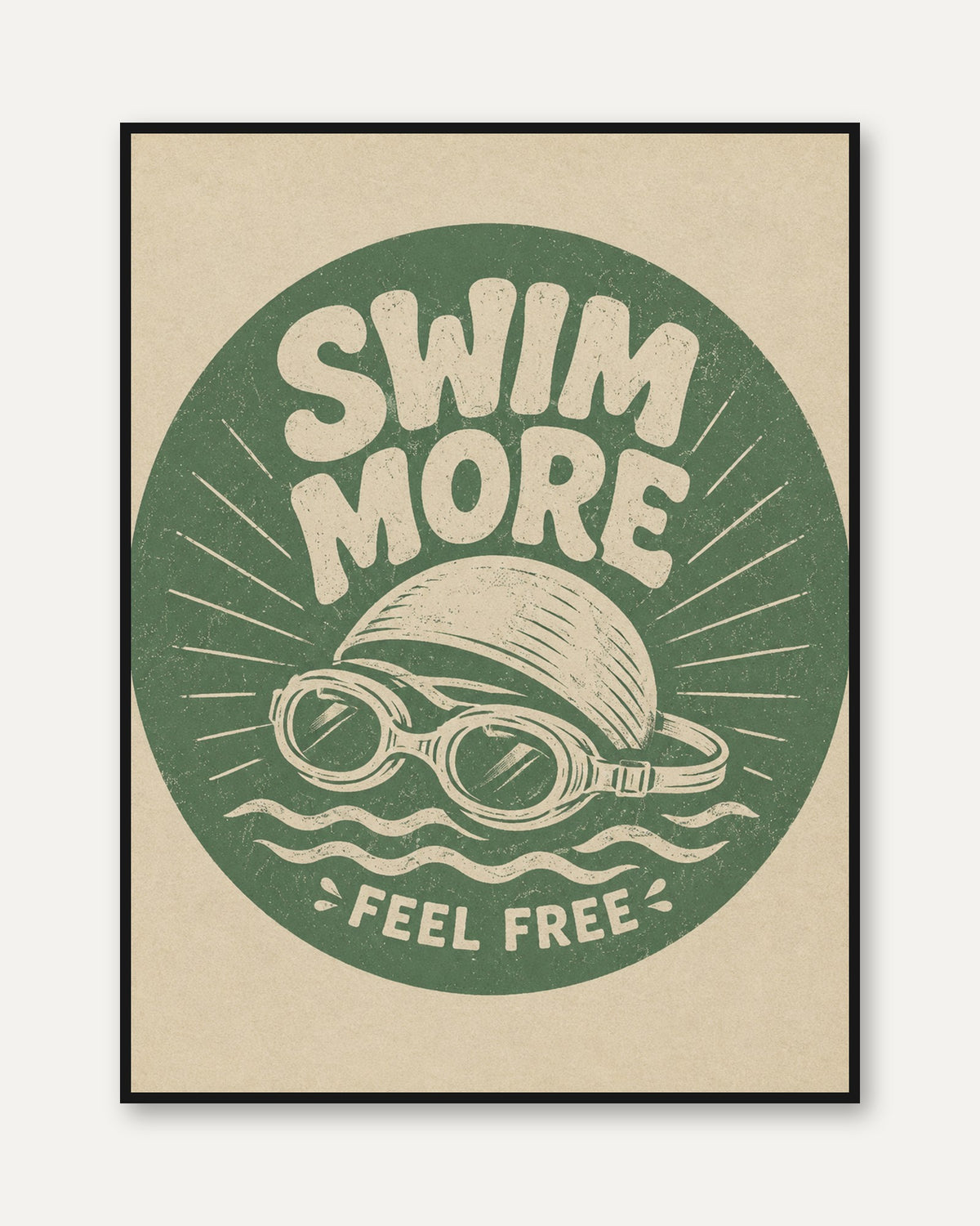 Retro Swimming Print - framed