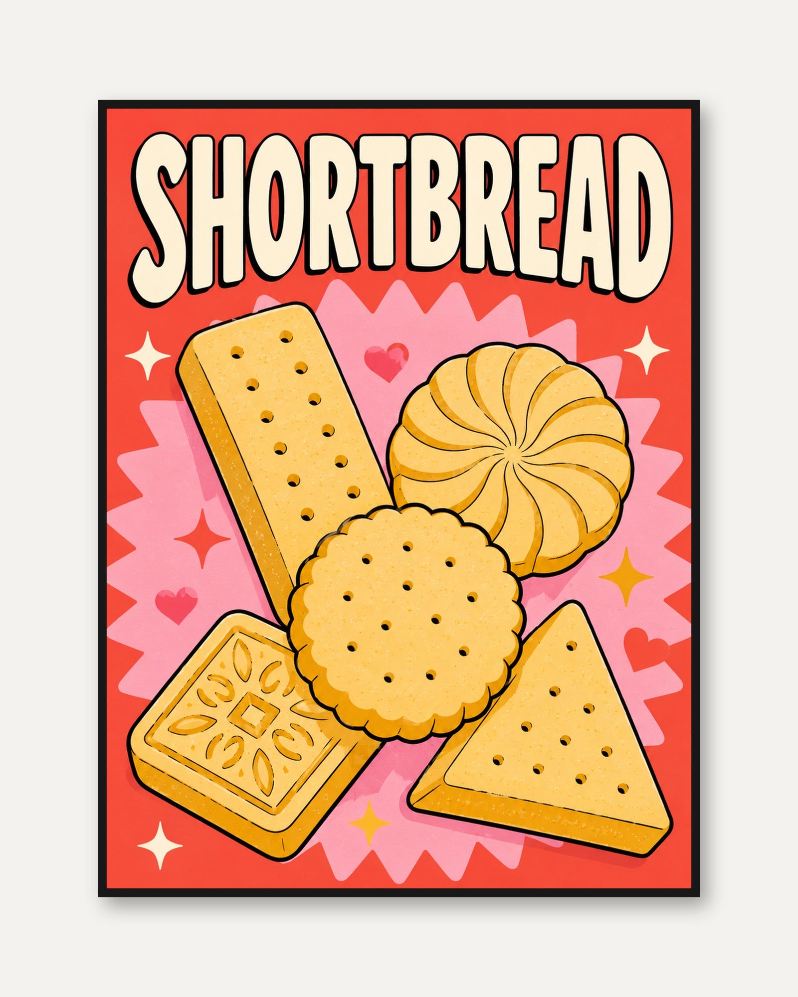 Shortbread Poster – Retro Kitchen Wall Art - framed