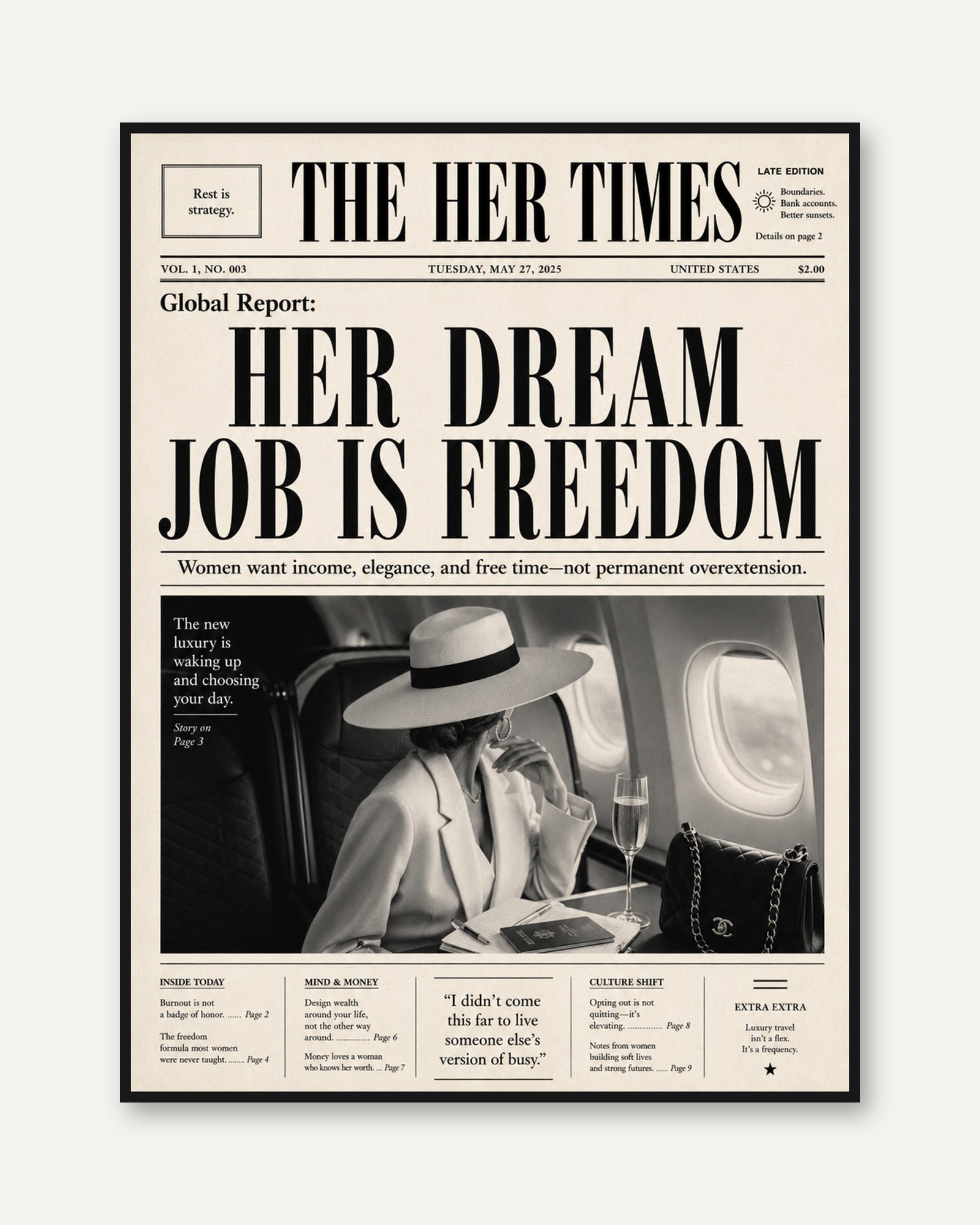 Her Dream Job is Freedom Print - framed