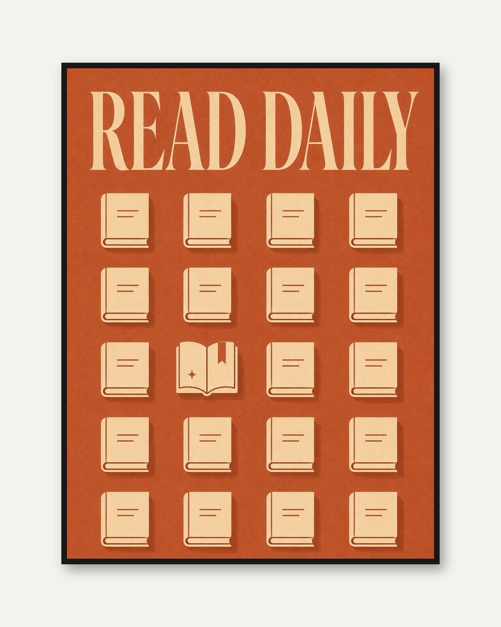 Reading Tracker Poster: Retro Book Challenge - framed