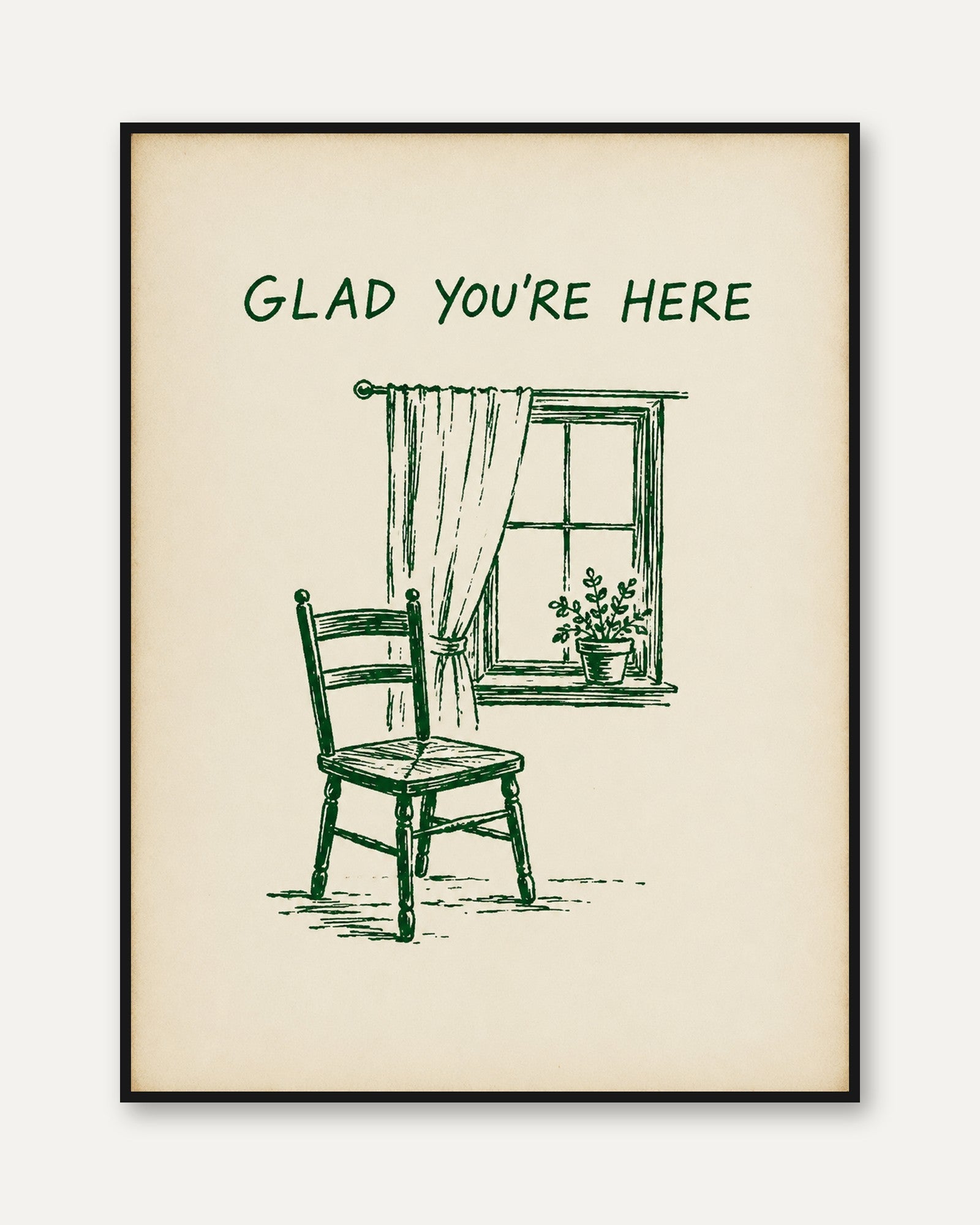 Cottagecore Welcome Print – Vintage Sketch - framed