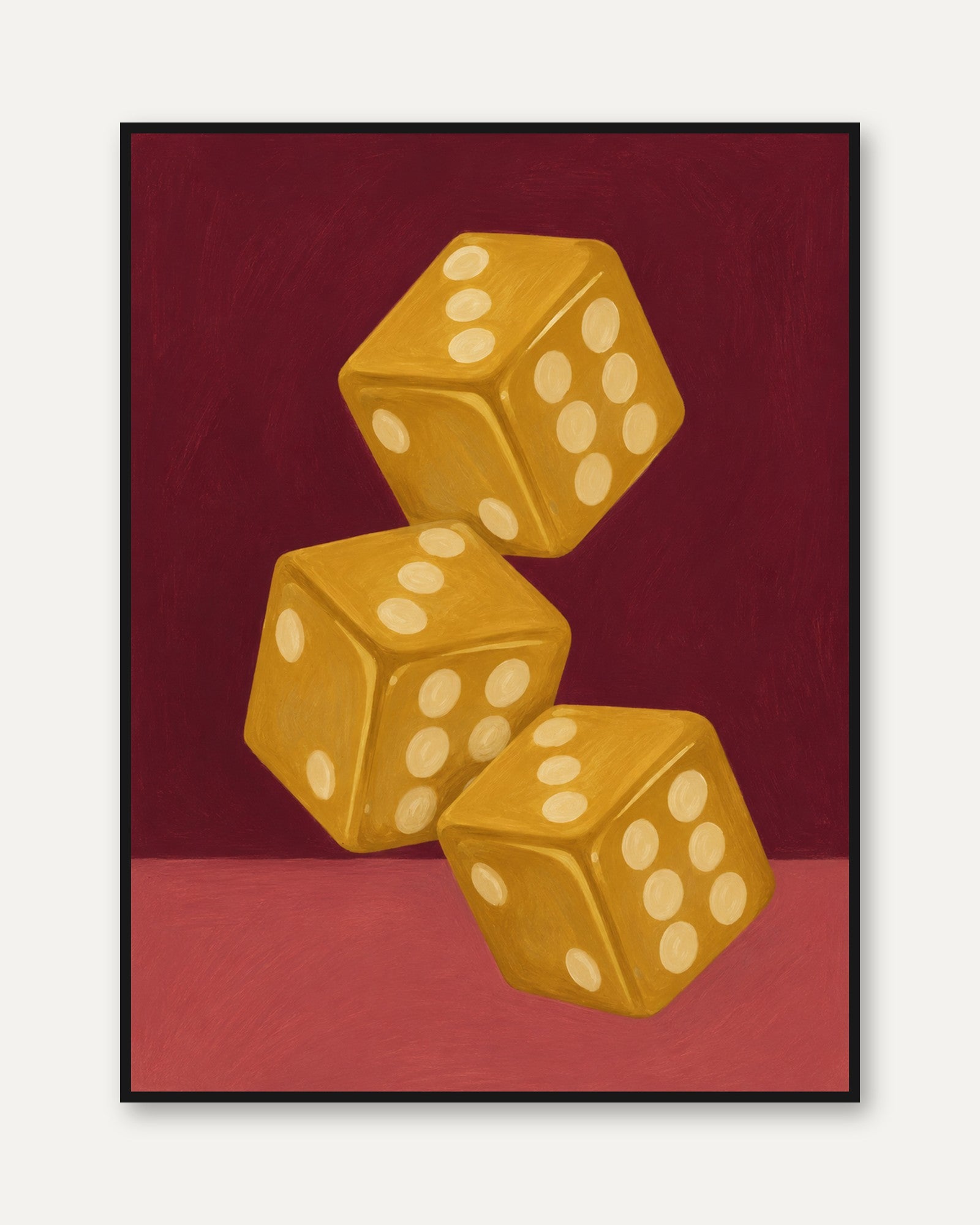 Vintage Golden Dice Print - framed
