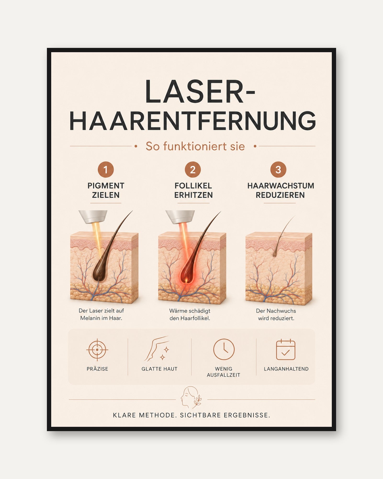 Medical Diagram Poster – Laser Hair Removal Guide - framed