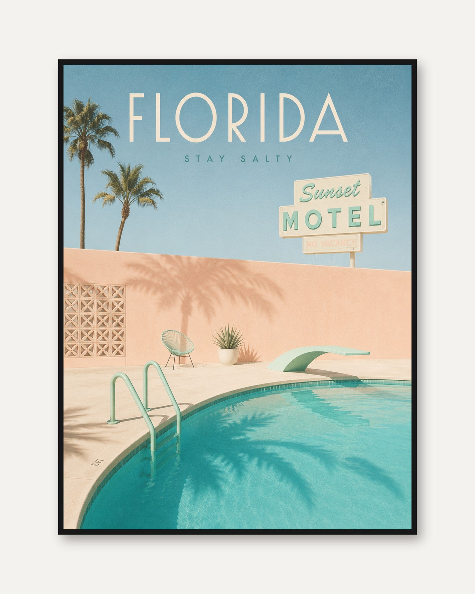 Florida Travel Poster – Vintage Beach Print - framed