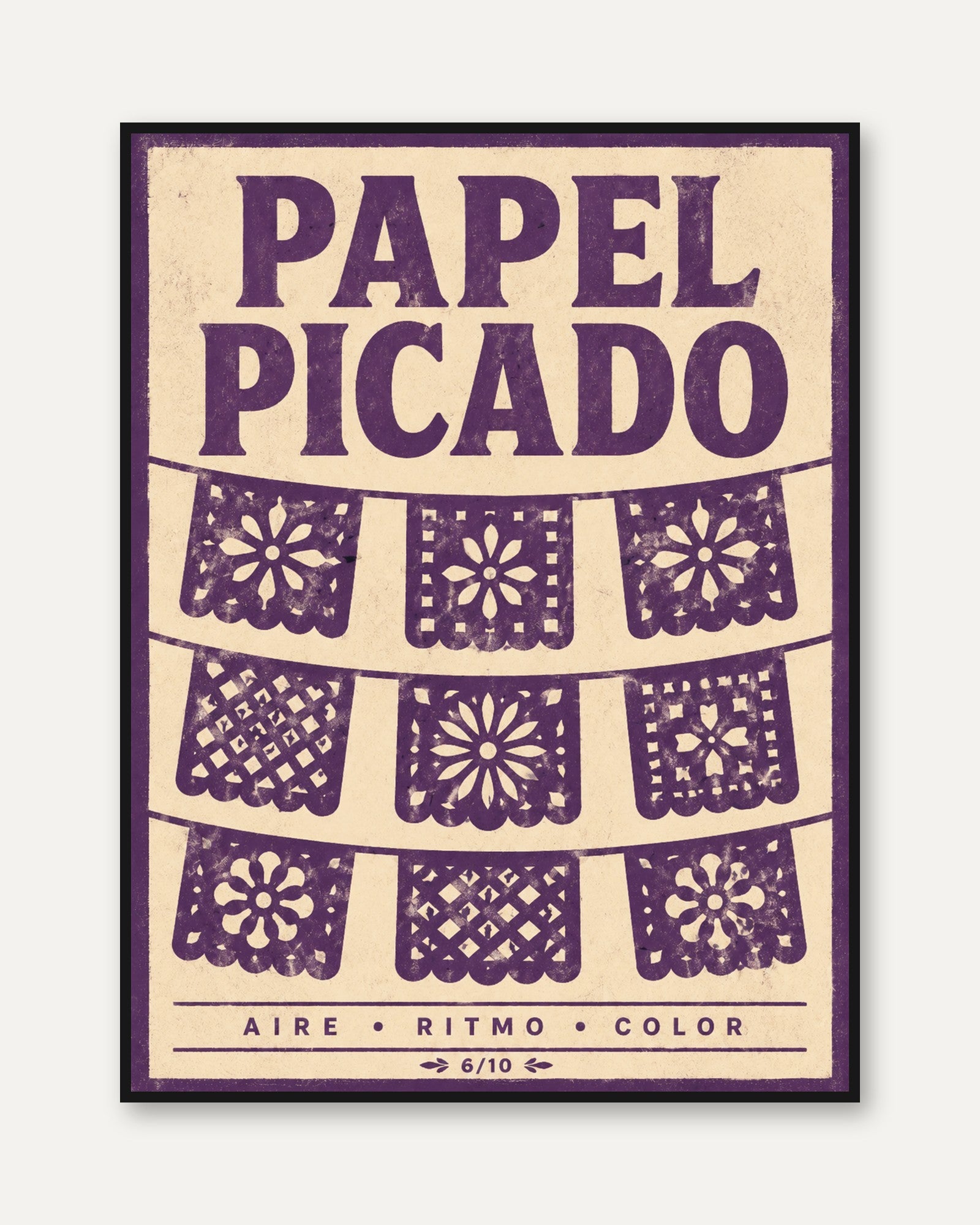Mexican Folk Art Print: Vibrant Papel Picado - framed
