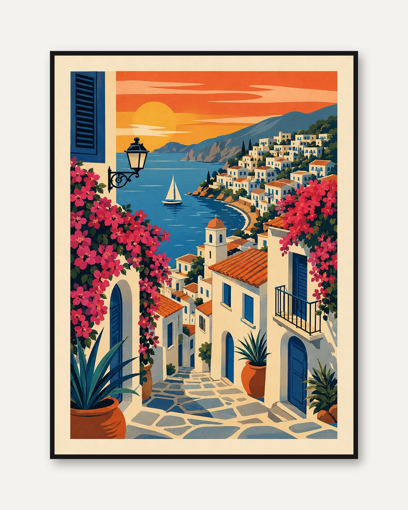 Mediterranean Coastal Print - framed