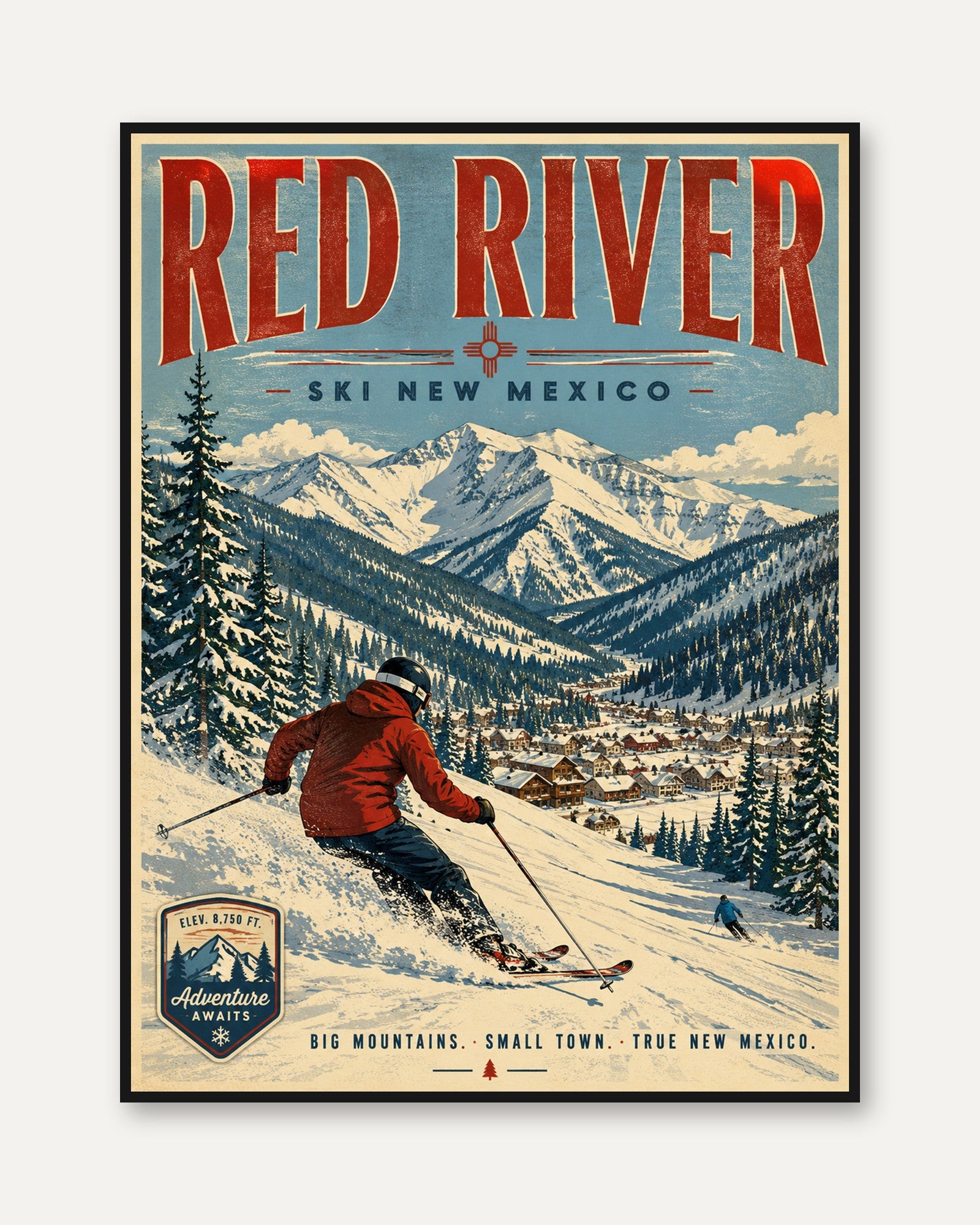 Ski Poster – Red River New Mexico Wall Art - framed