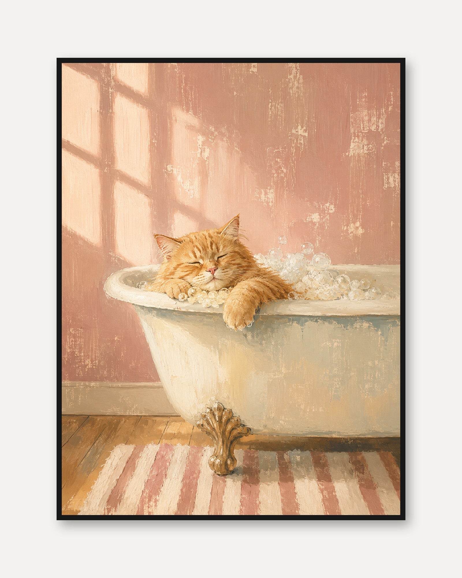 Cat Bathroom Wall Art - framed