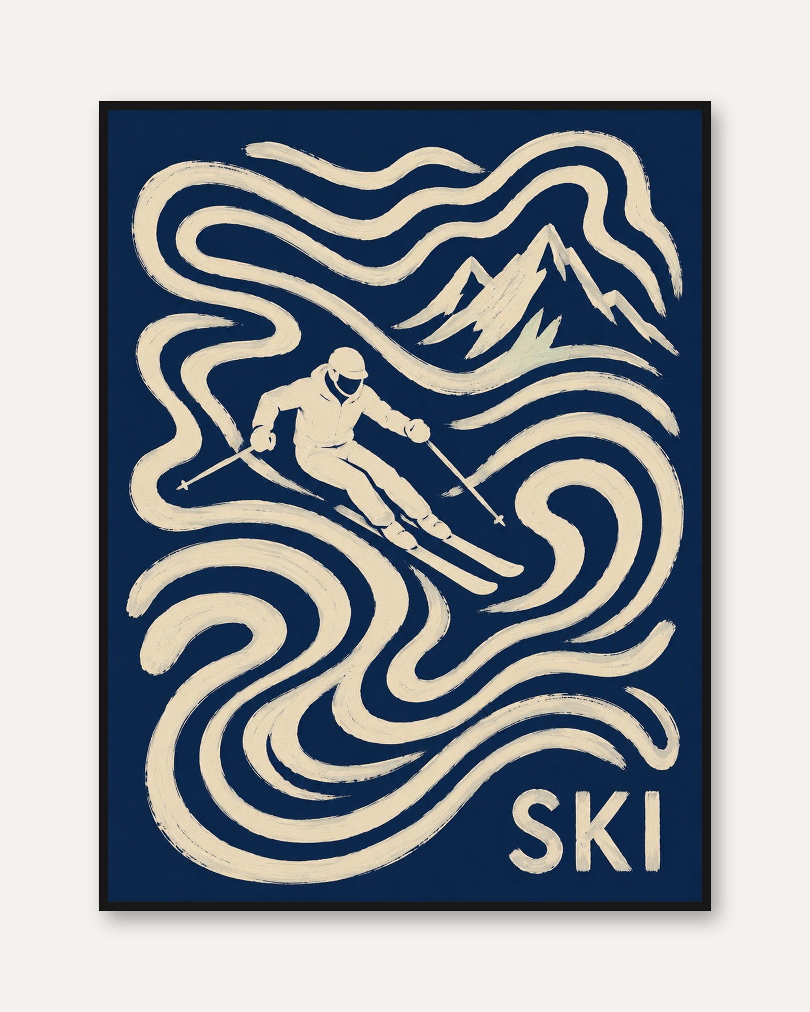 Ski Poster – Vintage Mountain Wall Art - framed