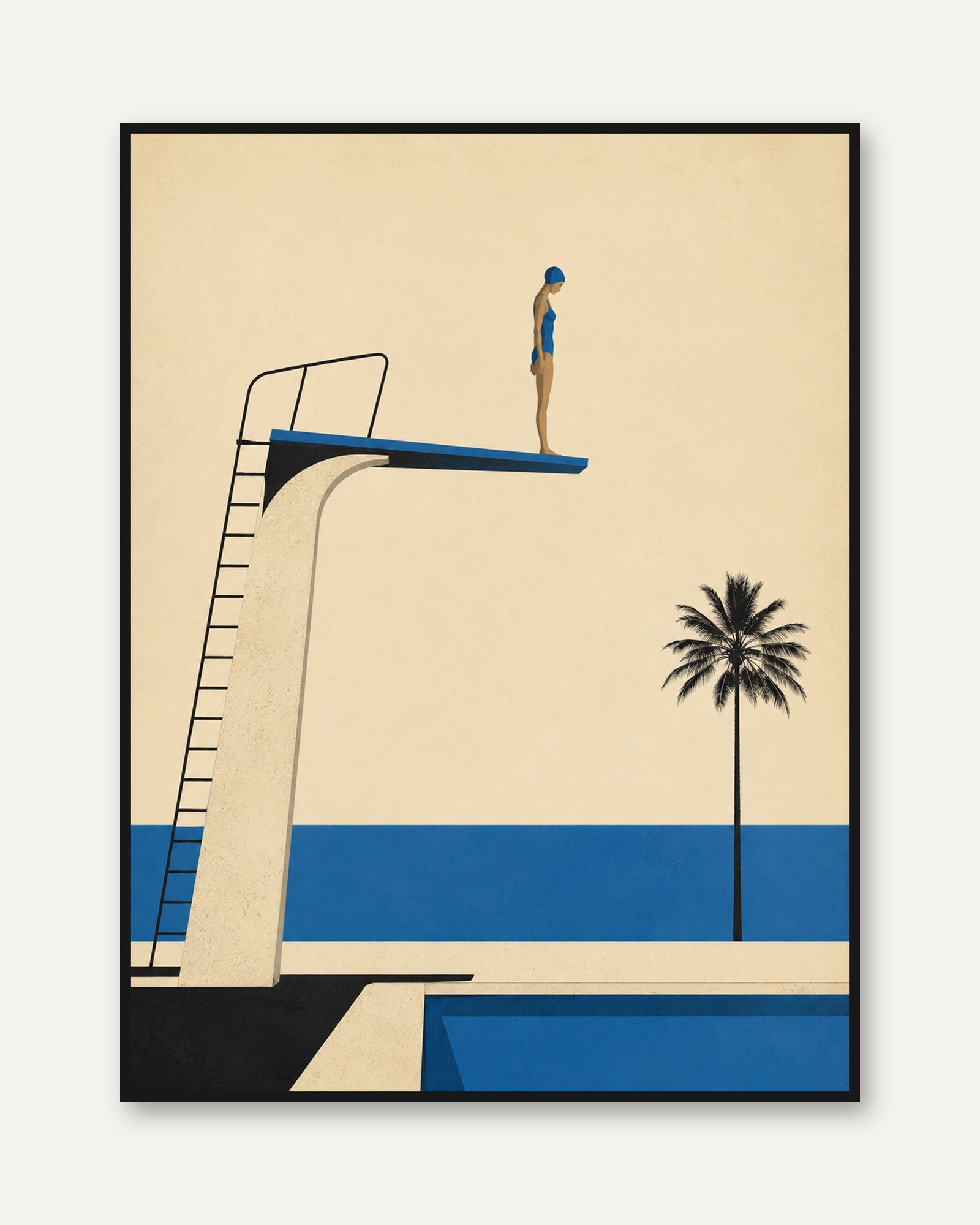 Swimming Pool Wall Art – Diving Board Print - framed