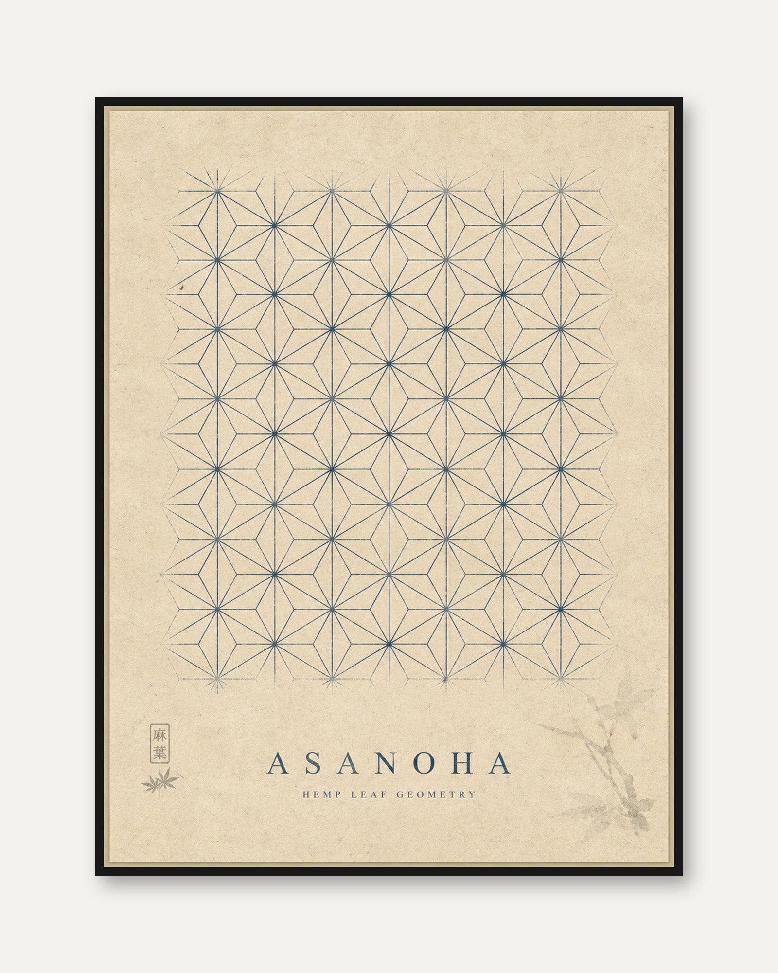 Asanoha Pattern Print: Japanese Geometric Art - framed