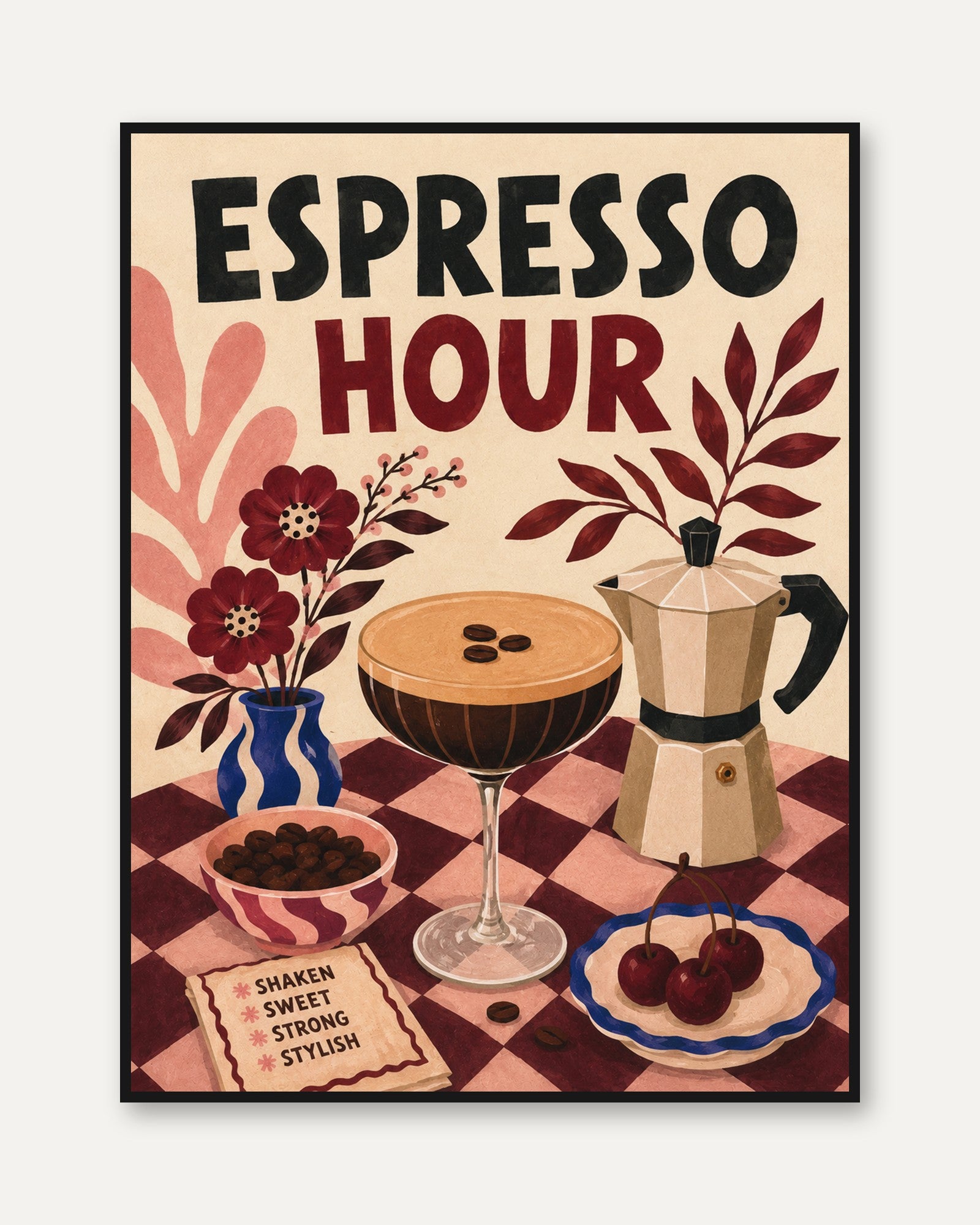 Coffee Bar Wall Art – Espresso Kitchen Print - framed