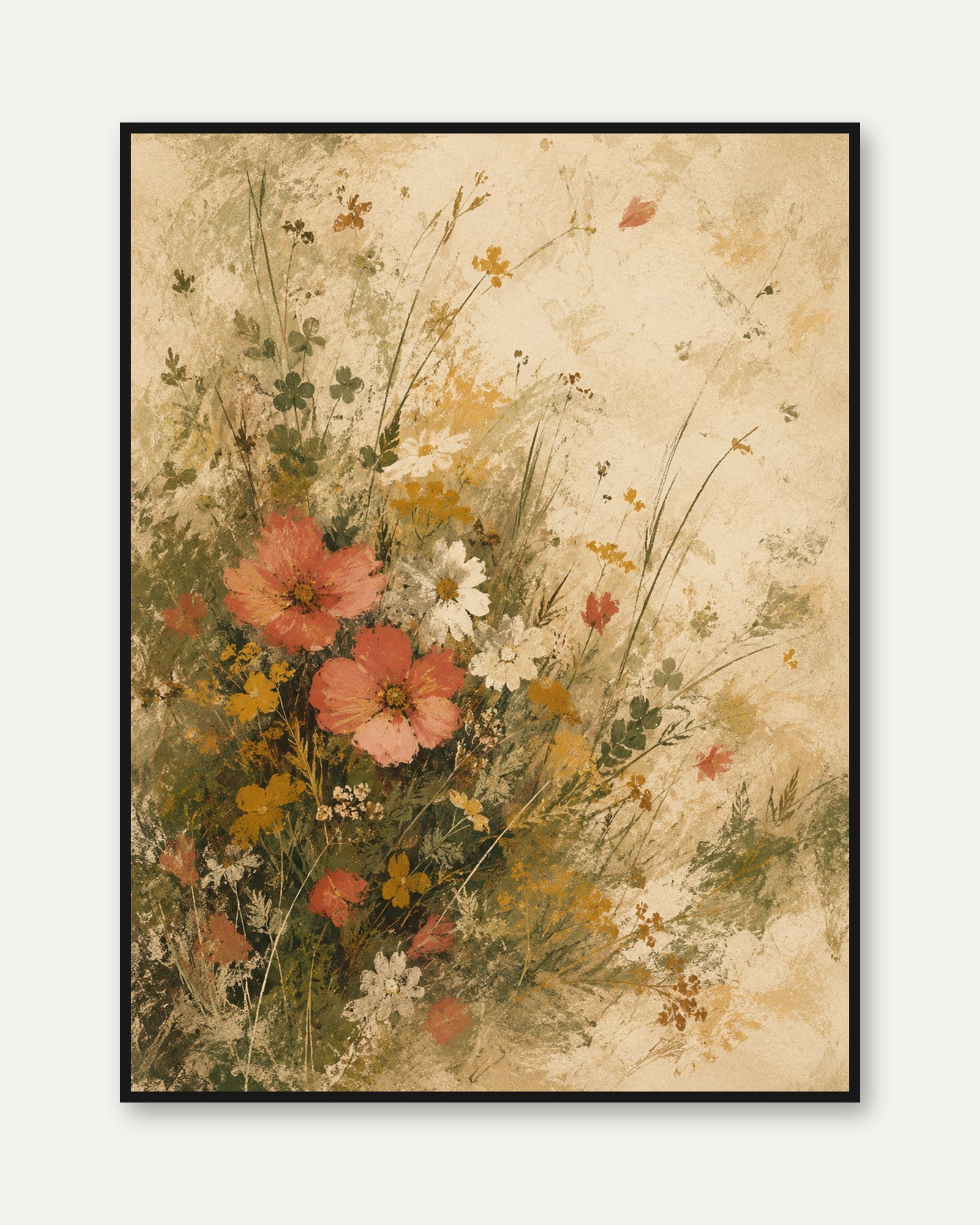 Vintage Botanical Print – Wildflower Wall Art - framed