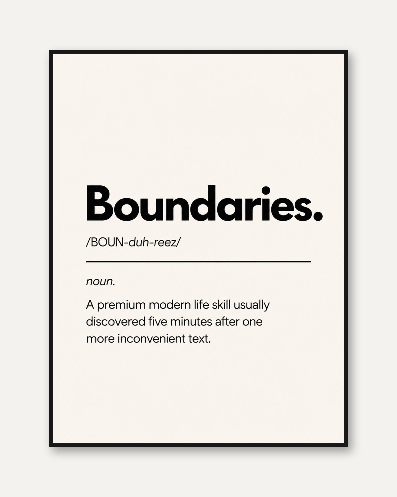 Typography Wall Art: Funny Boundaries Definition - framed