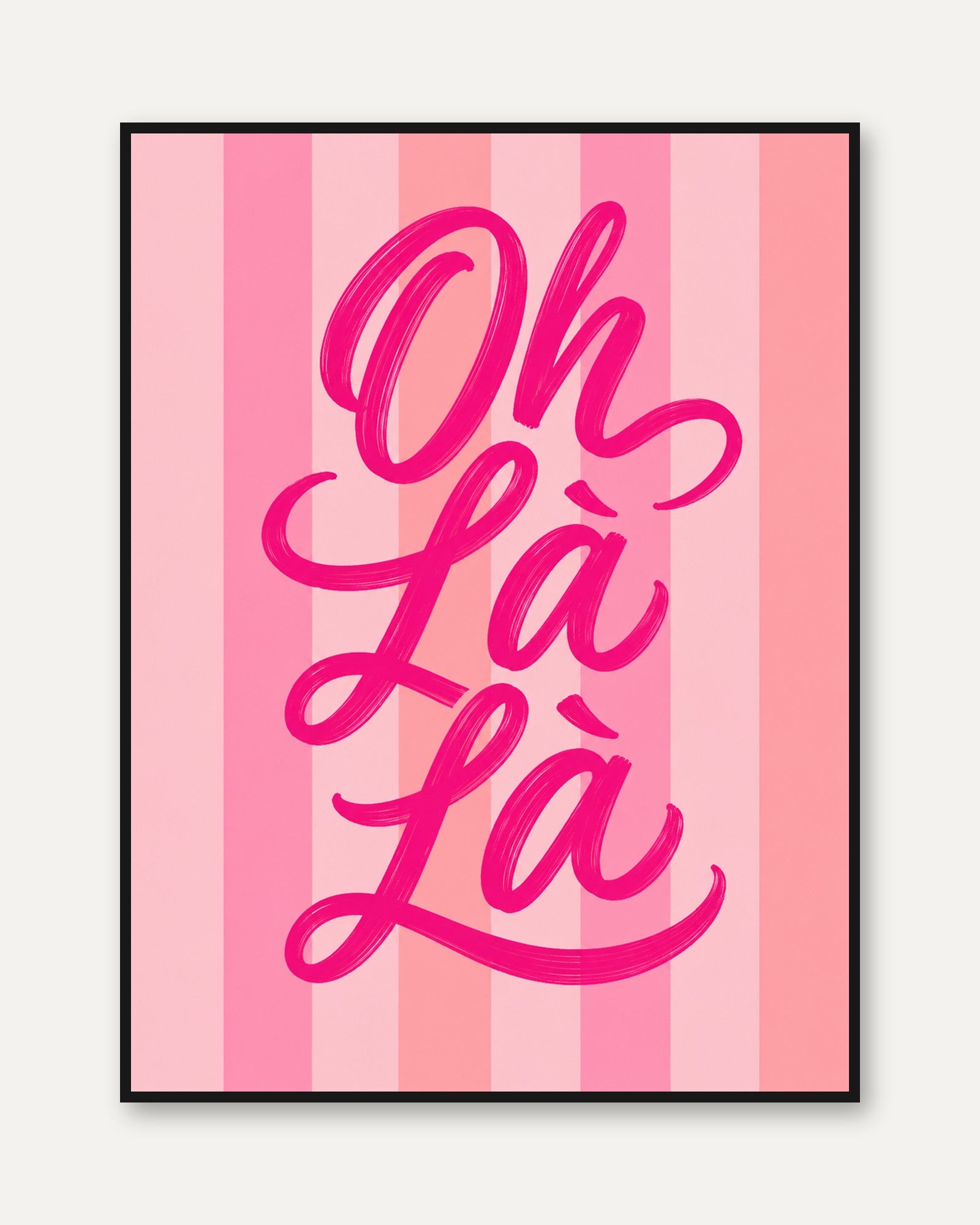 Pink Typography Print – Oh La La Wall Art - framed