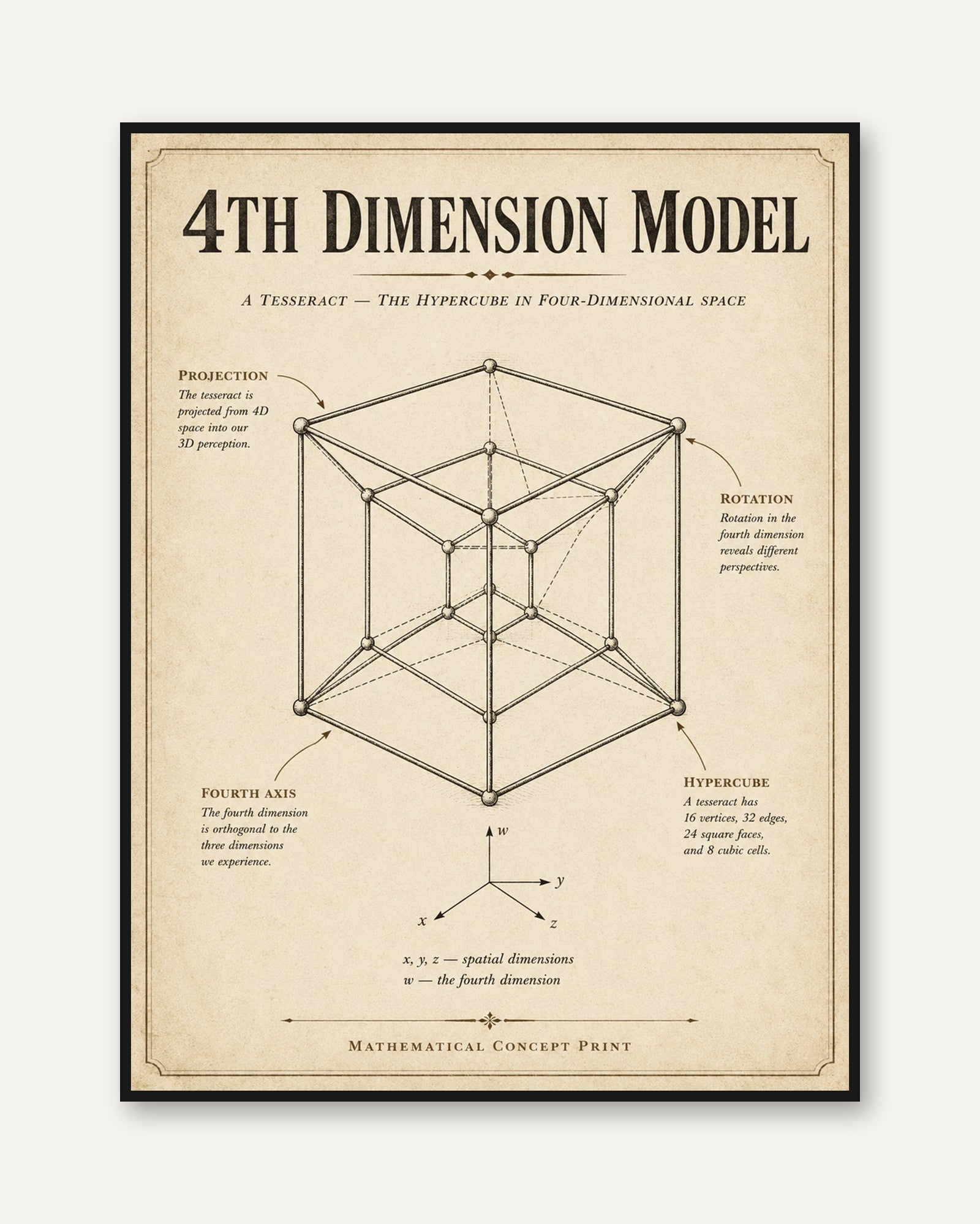 Geometric Wall Art – Hypercube Print - framed