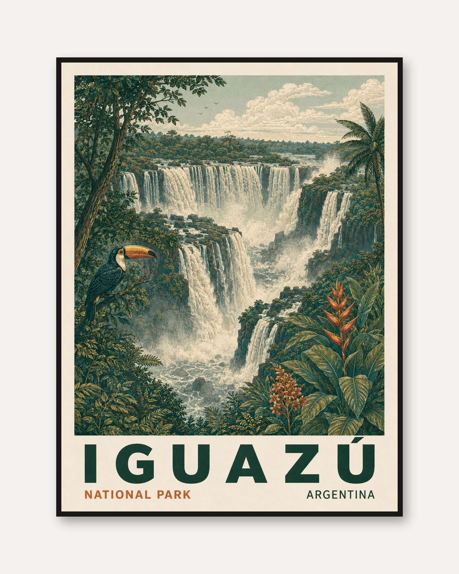 Iguazu Falls Poster – Argentina Travel Print - framed