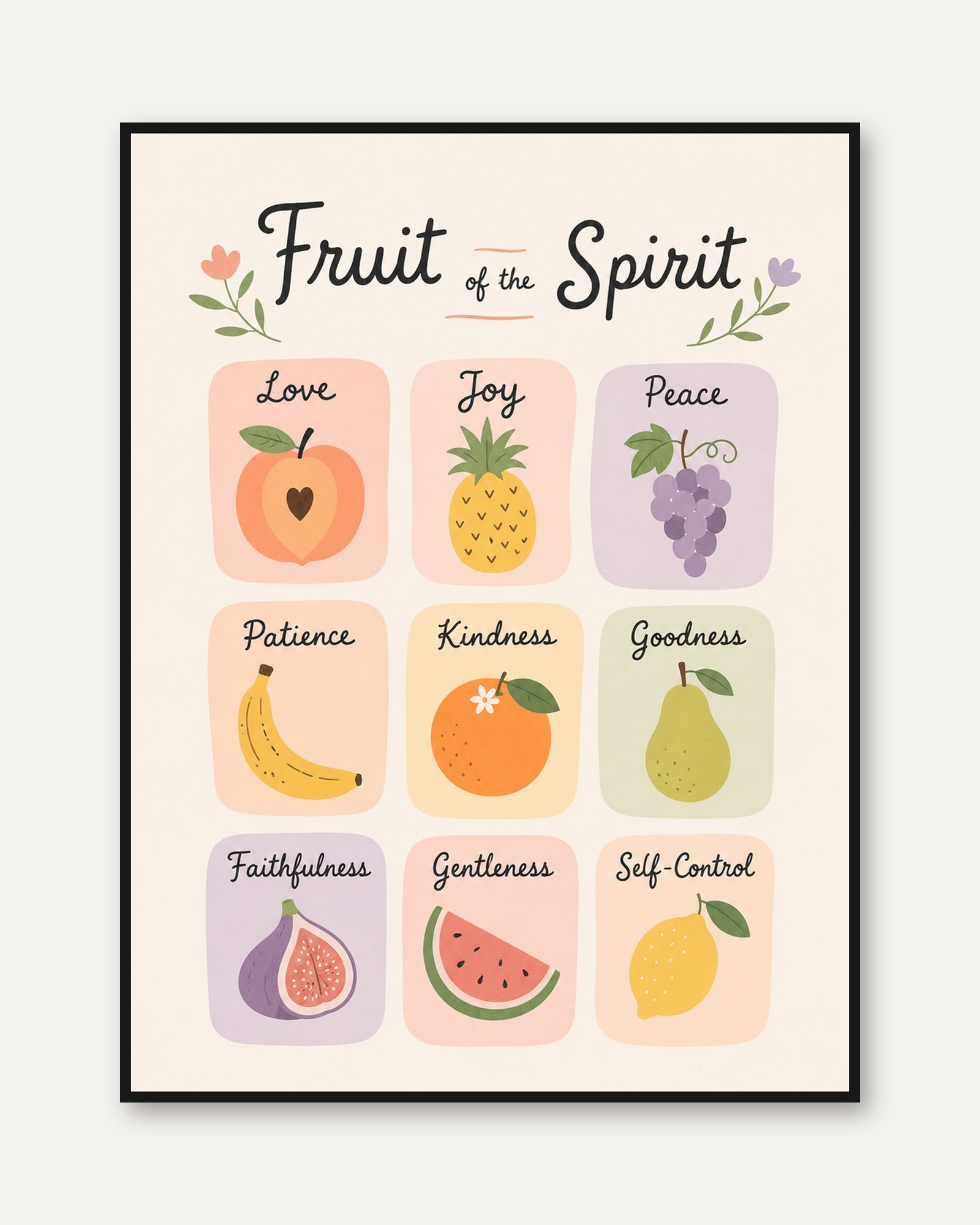 Fruit of the Spirit Wall Art – Pastel Fruits - framed