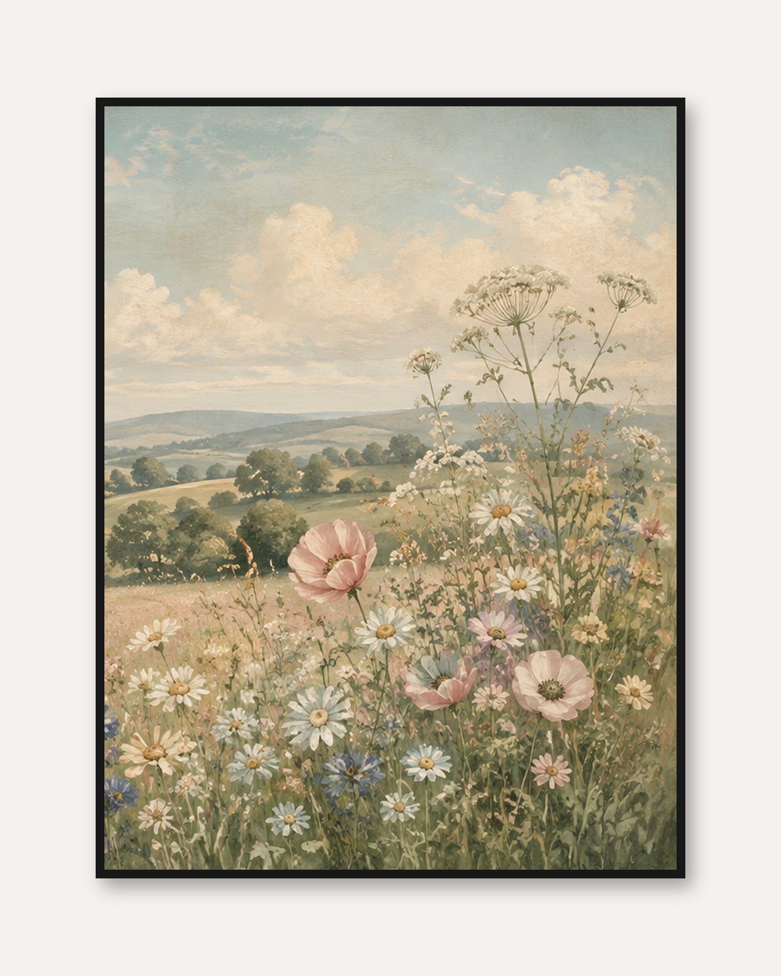 Roses And Ivy Botanical Art Print: Vintage Floral Still Life - framed