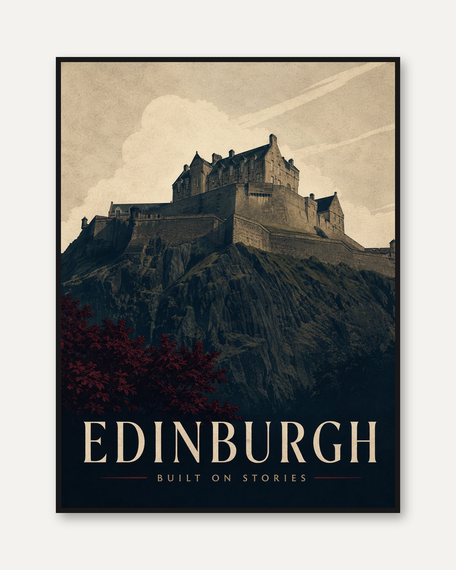 Edinburgh Travel Poster – Scotland Castle Print - framed