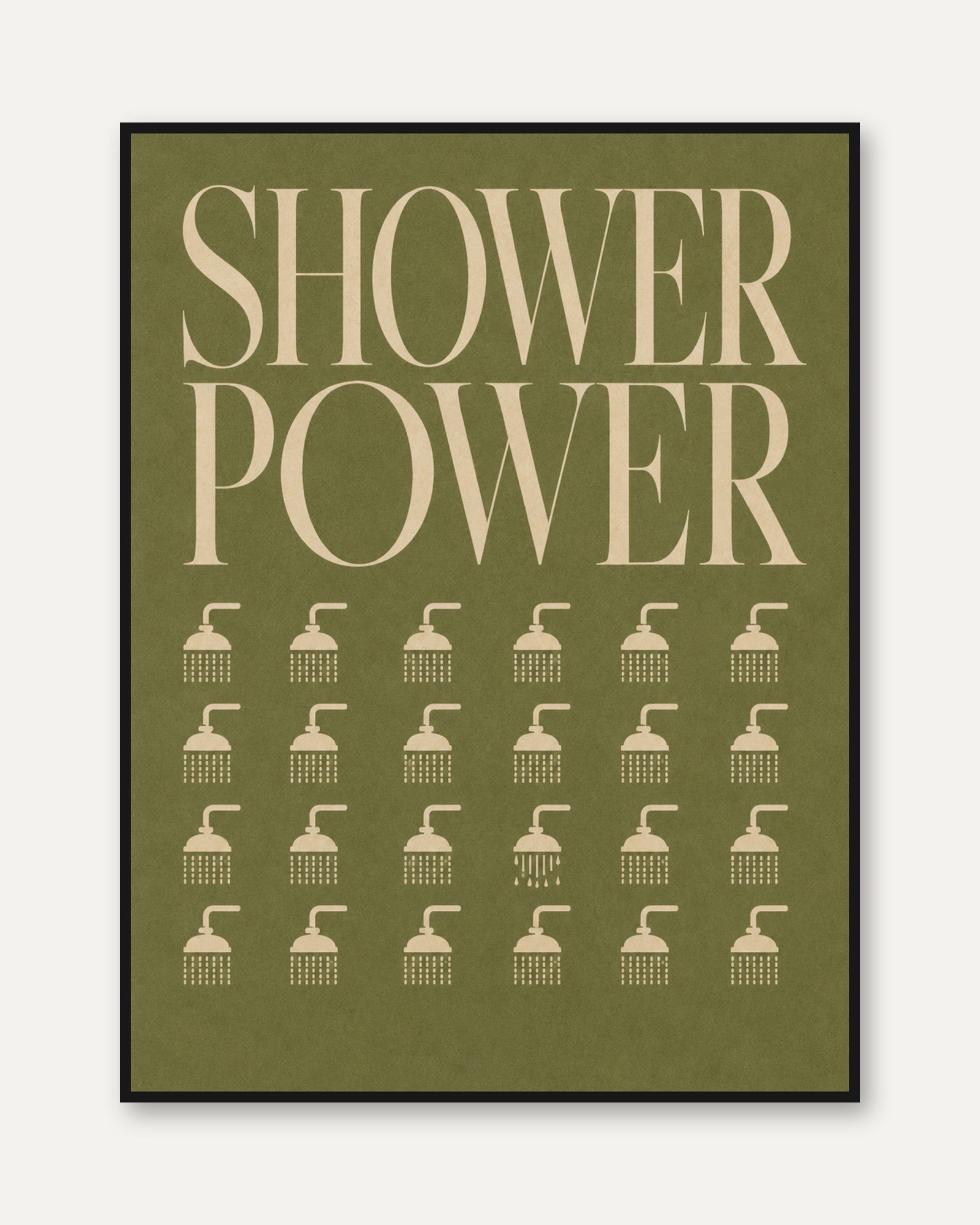 Shower Power Bathroom Print: Retro Typography - framed