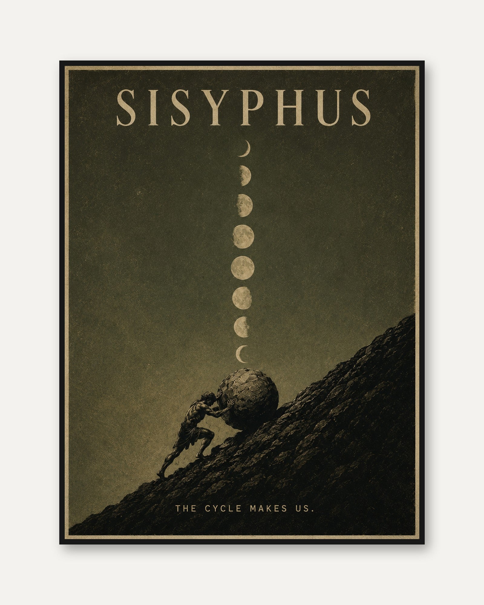 Greek Mythology Poster – Sisyphus Wall Art - framed