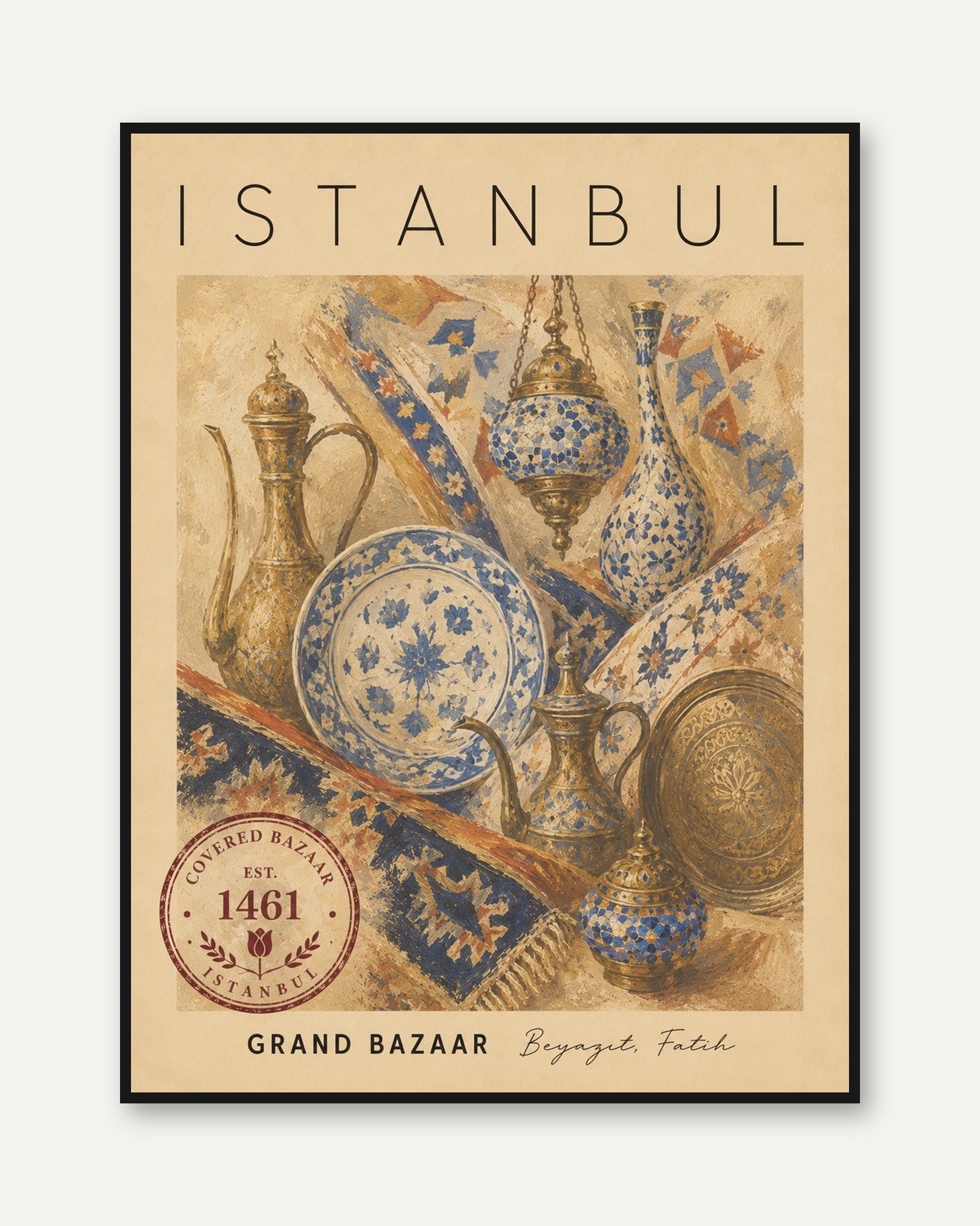 Istanbul Travel Poster – Grand Bazaar Print - framed