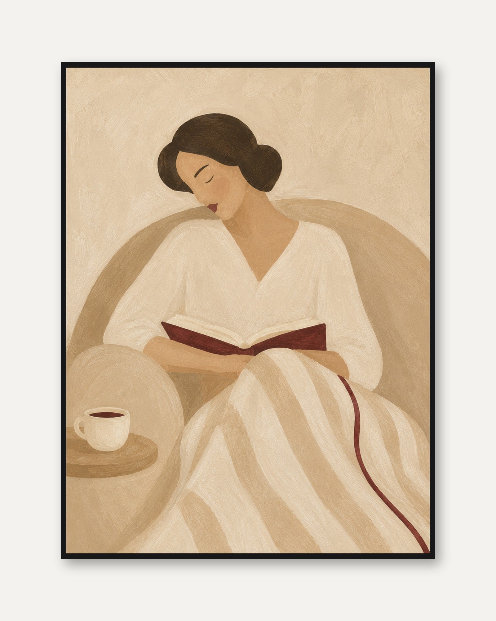Woman Reading Wall Art – Figurative Print - framed