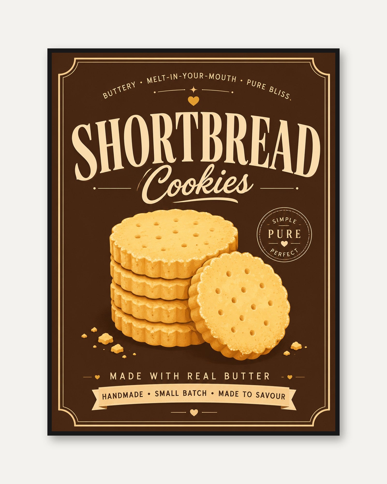Vintage Cookie Poster – Shortbread Print - framed
