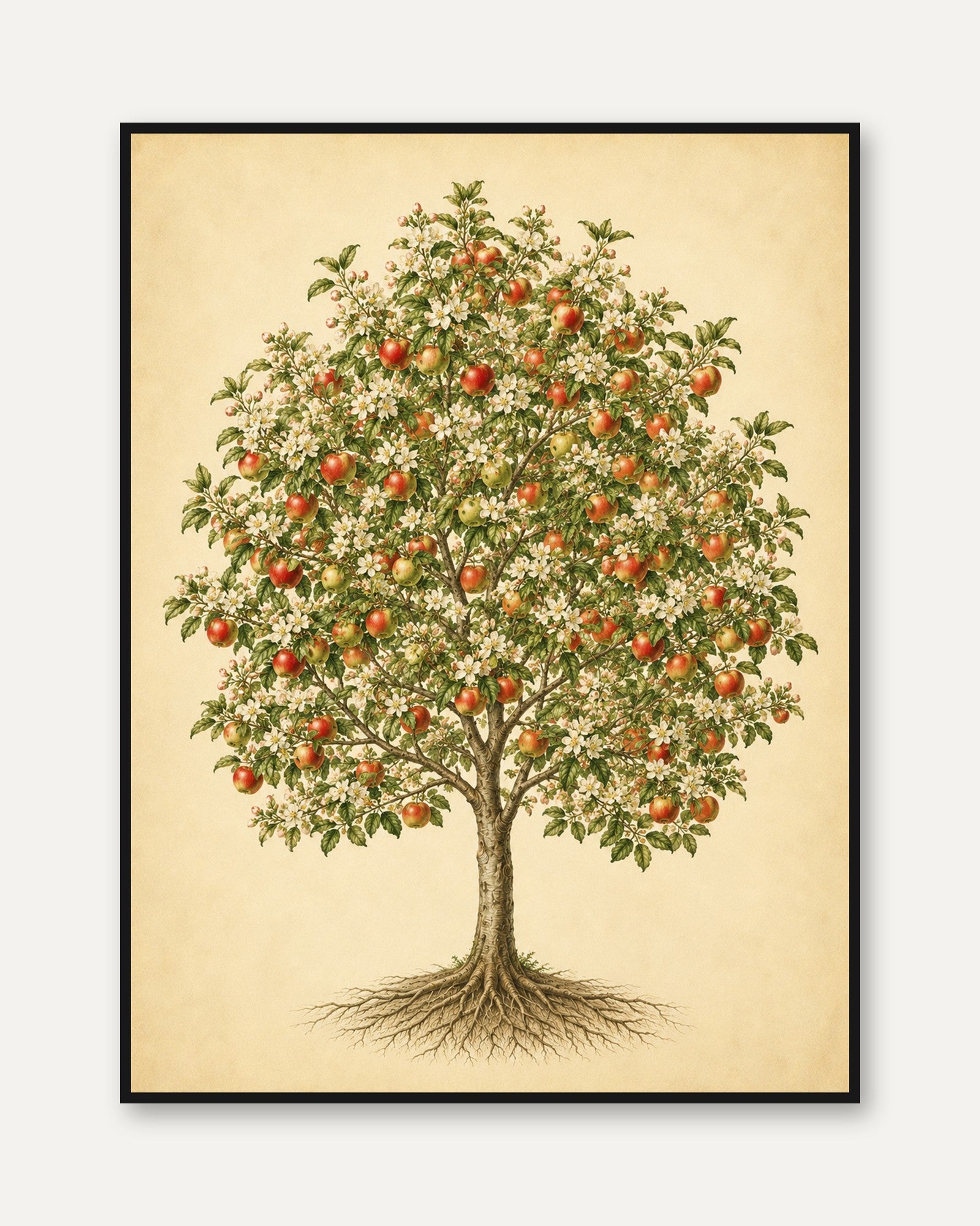 Vintage Apple Tree Botanical Print: Classic Orchard Illustration - framed