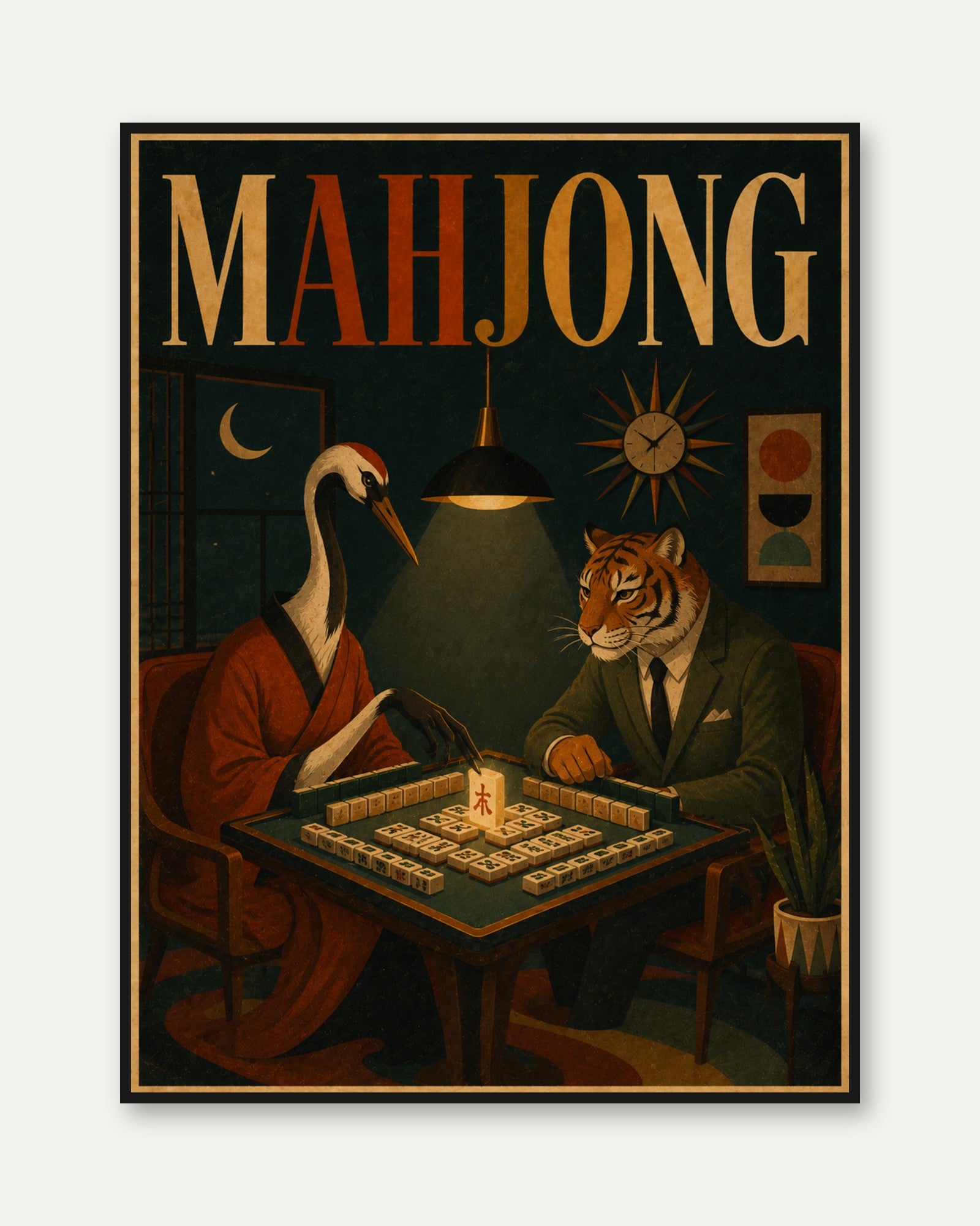 Vintage Mahjong Print - framed