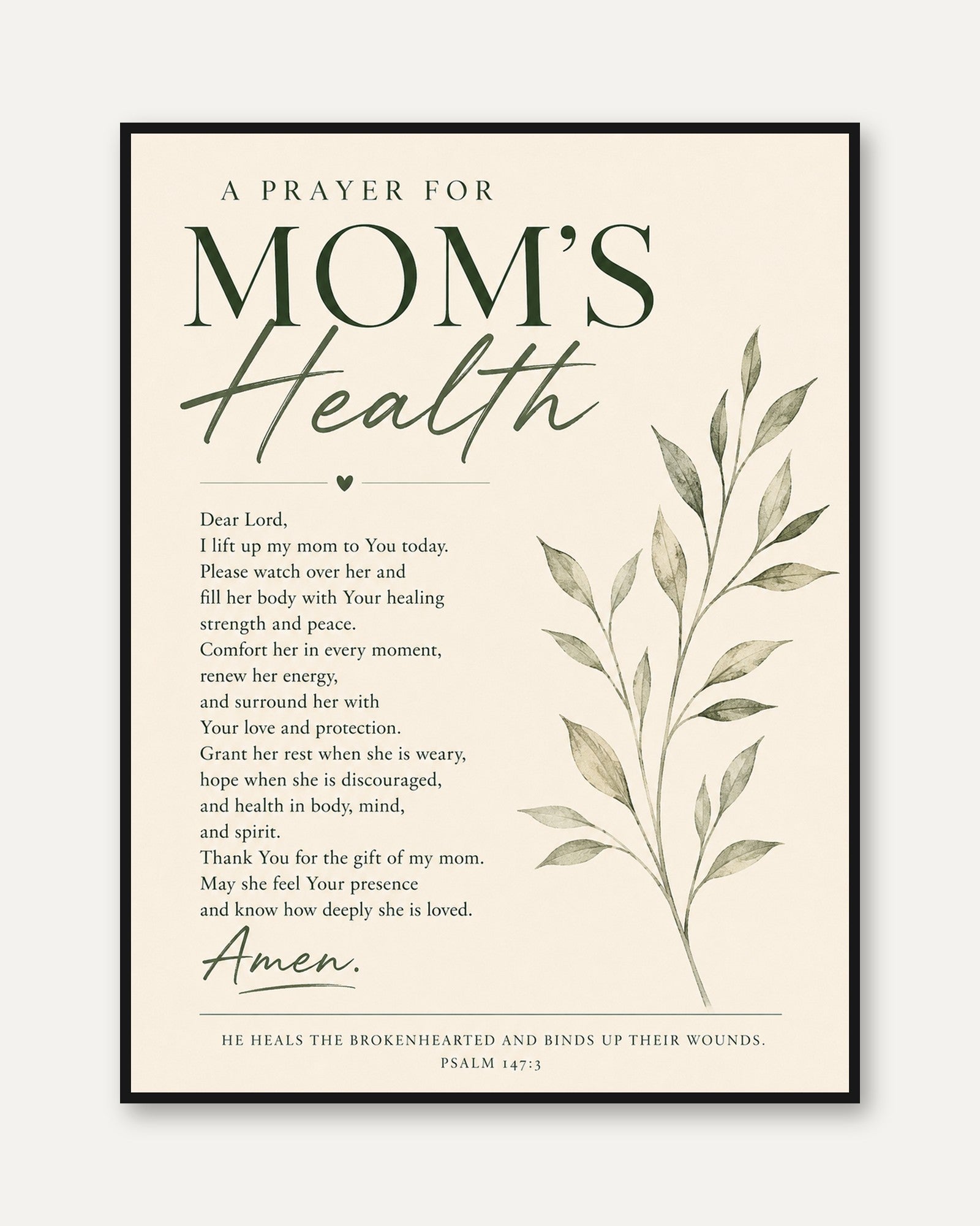 Prayer for Mom Print – Christian Wall Art - framed