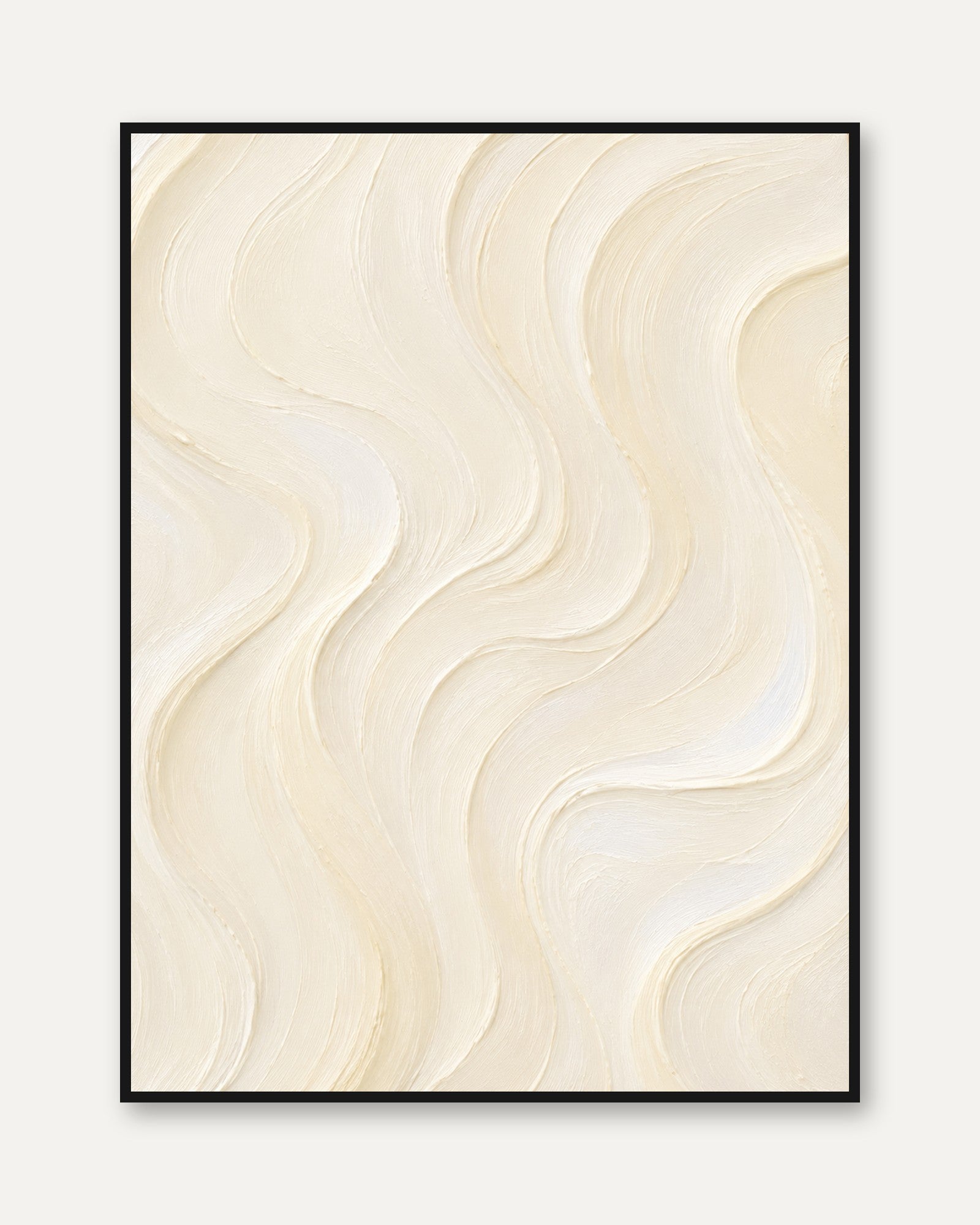 Neutral Abstract Wall Art – Beige Swirl Print - framed