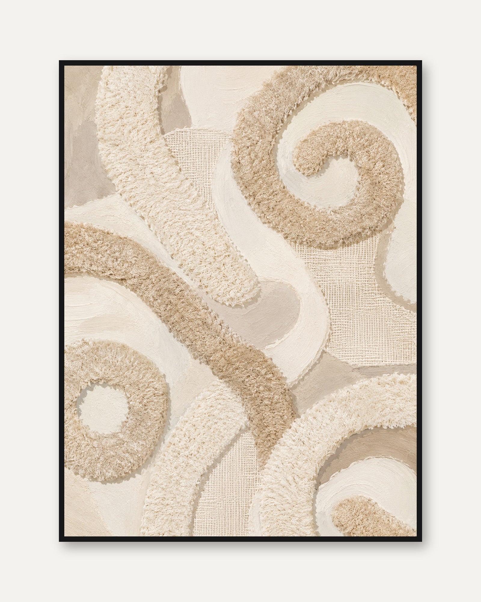 Neutral Abstract Wall Art – Textured Beige Print - framed