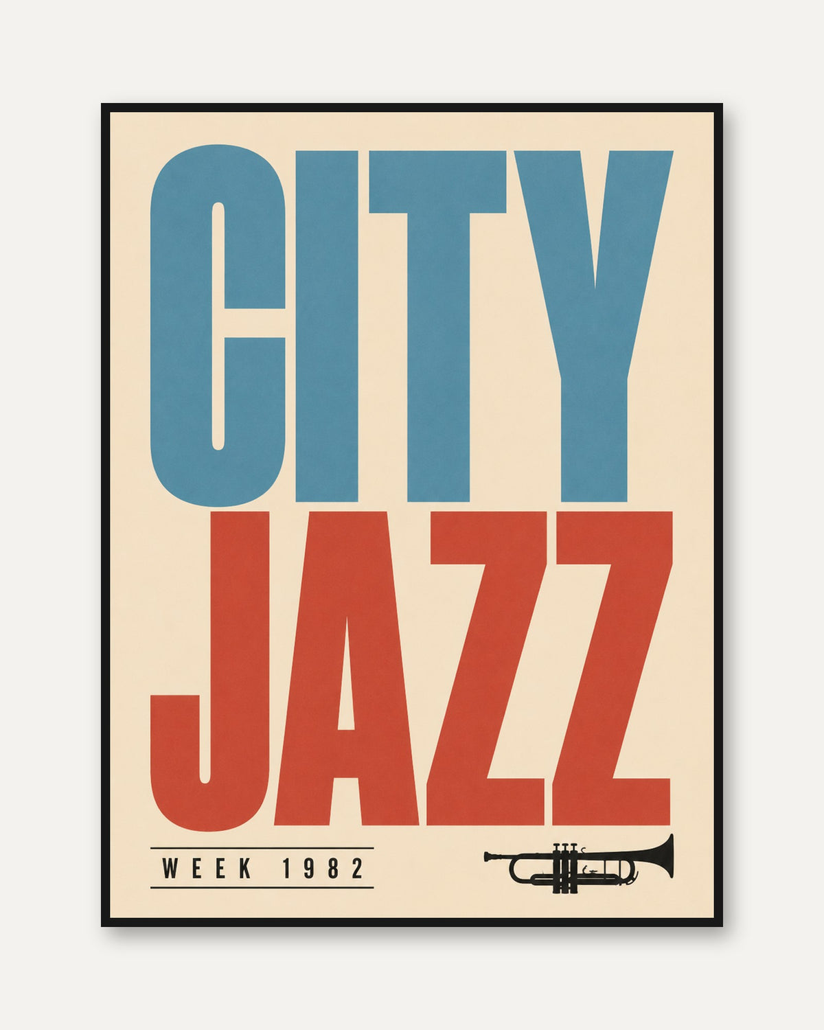 City Jazz Poster: Retro 1982 Typography Wall Art - framed