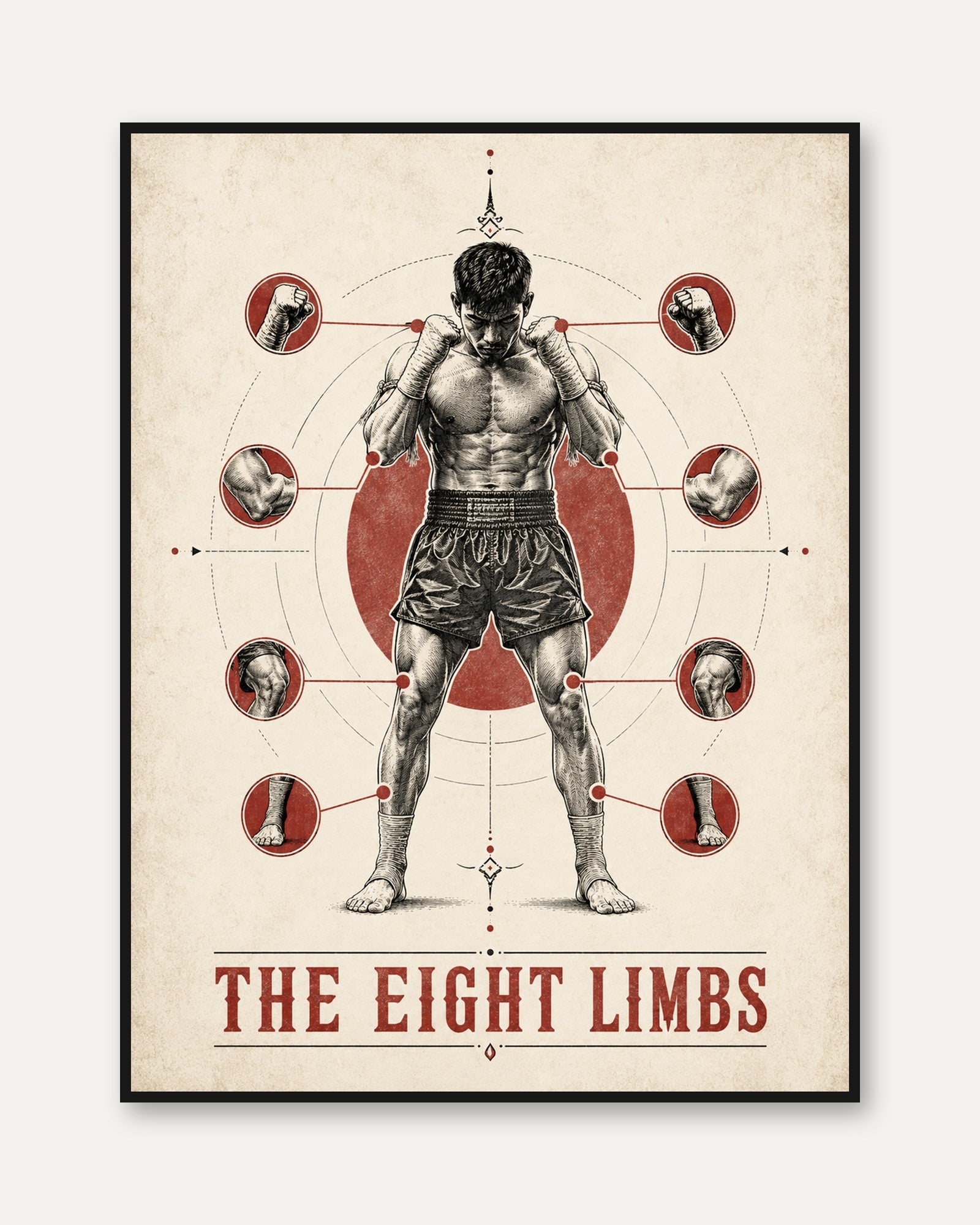 Muay Thai Wall Art – Vintage Boxing Poster - framed