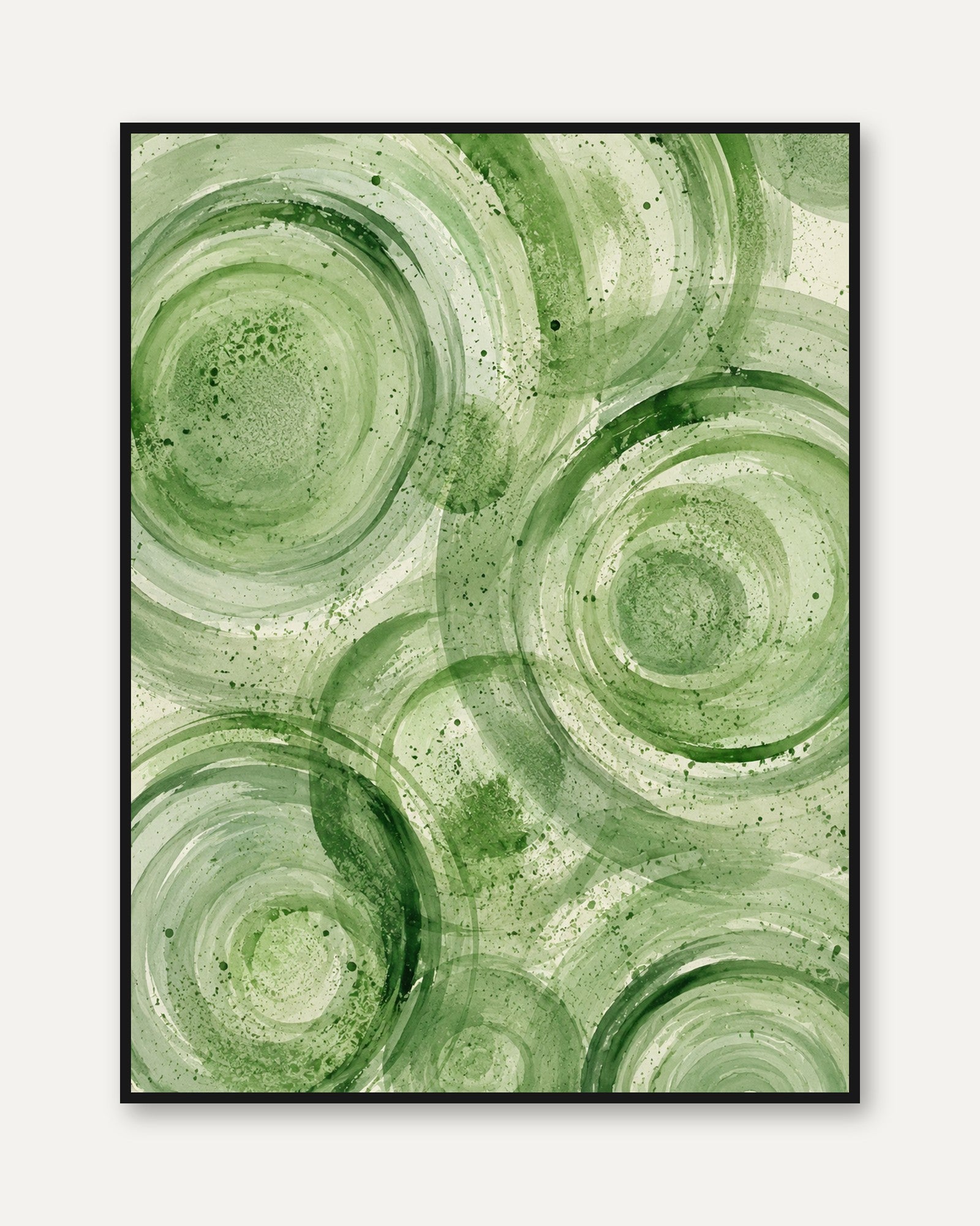 Green Abstract Wall Art – Organic Circle Print - framed