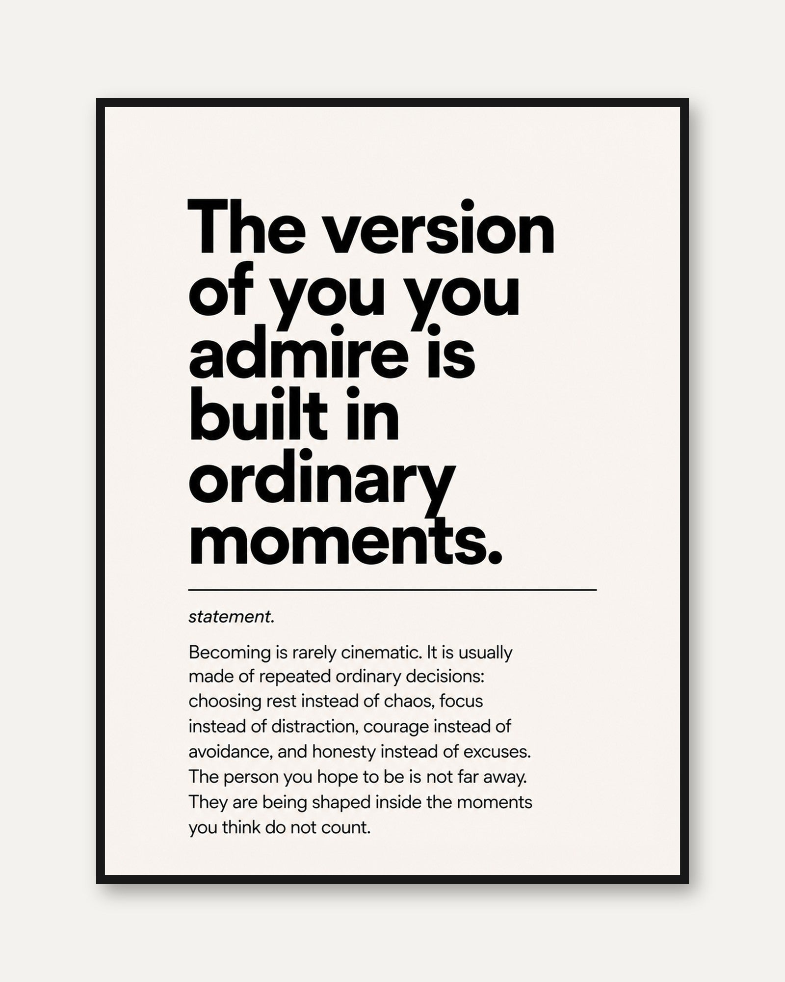 Becoming Quote Wall Art: Black and White Typography - framed