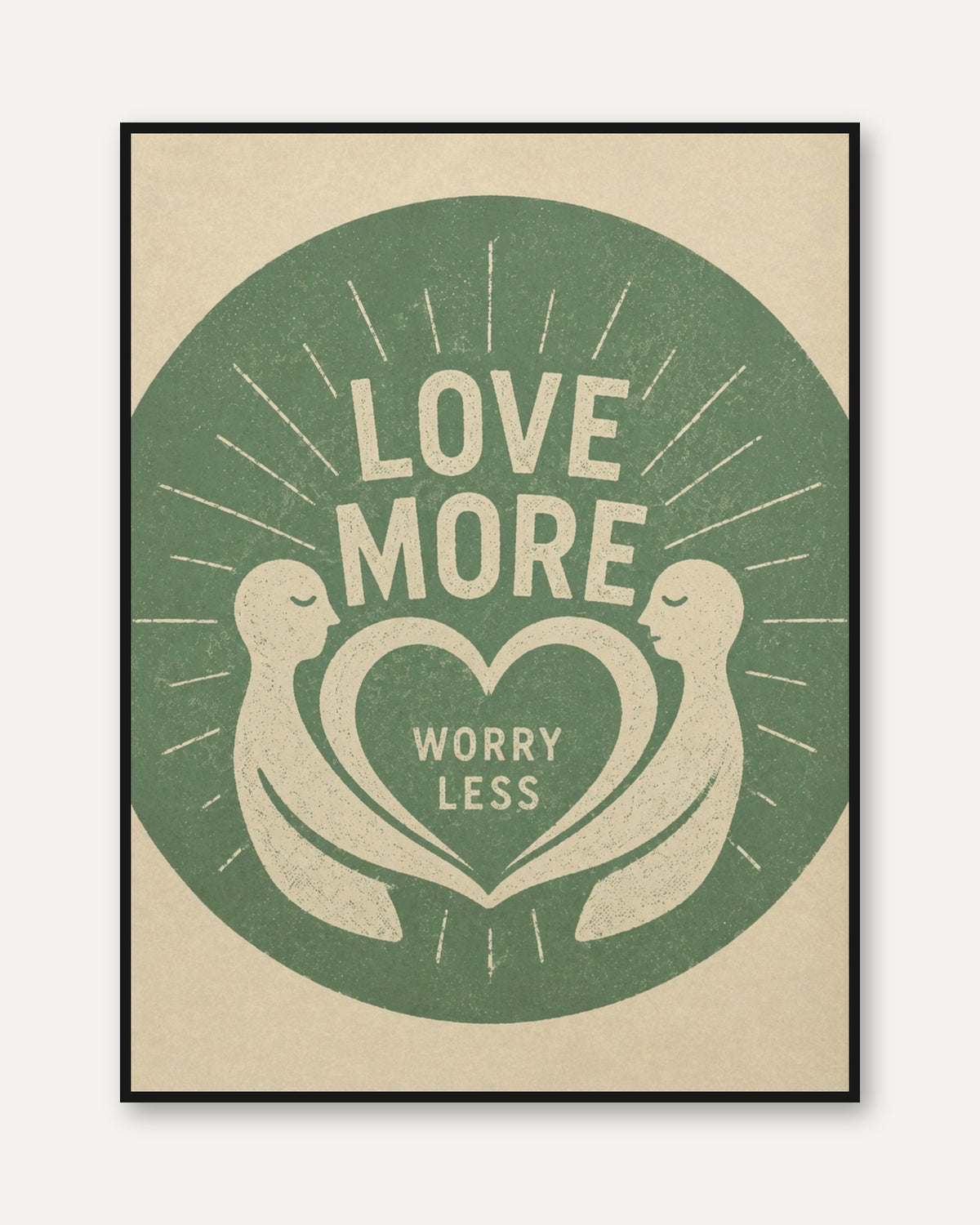 Motivational Wall Art: Retro Love More Worry Less - framed