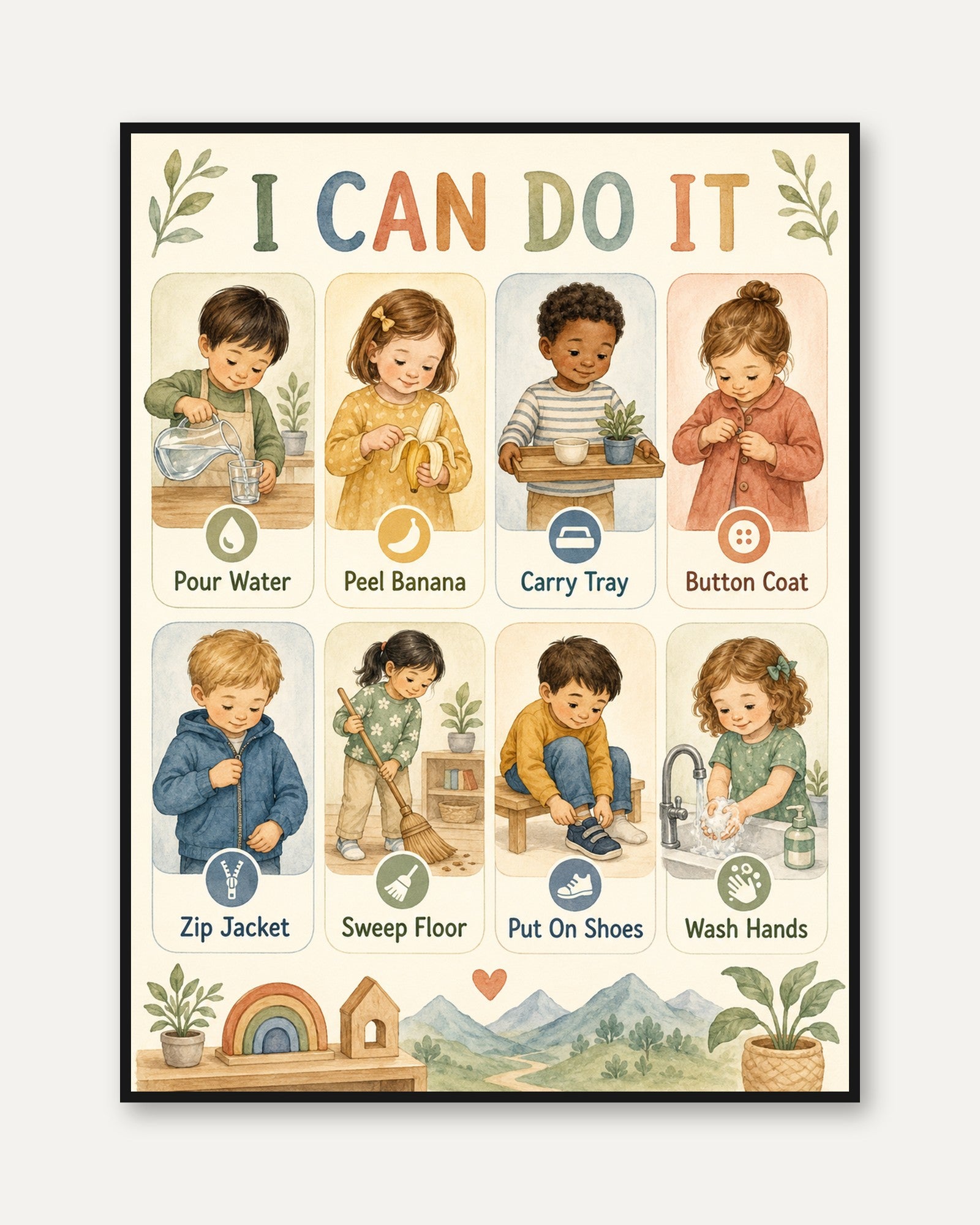 Toddler Chores Chart Print - framed