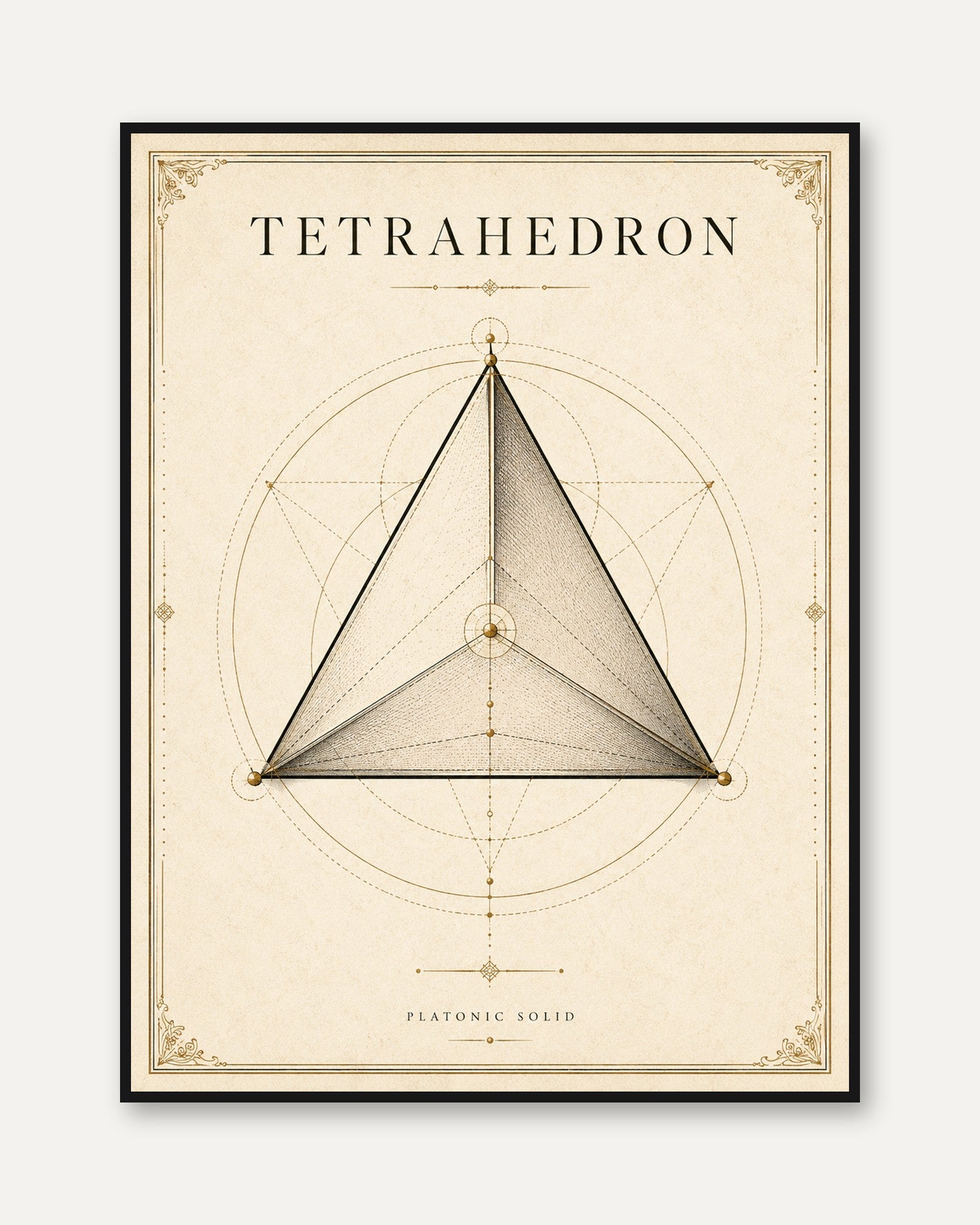 Tetrahedron Sacred Geometry Print - framed