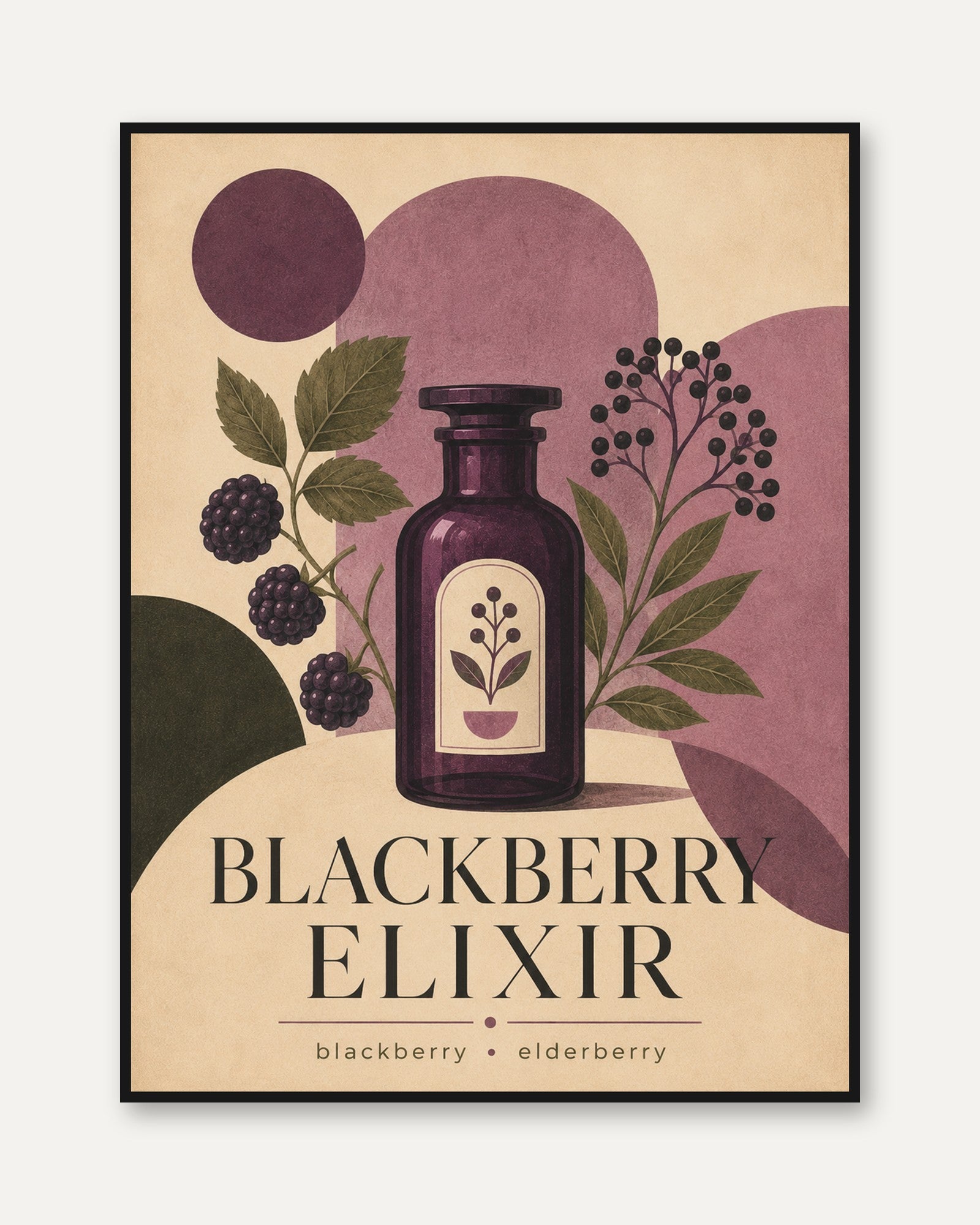 Blackberry Elixir Botanical Print - framed