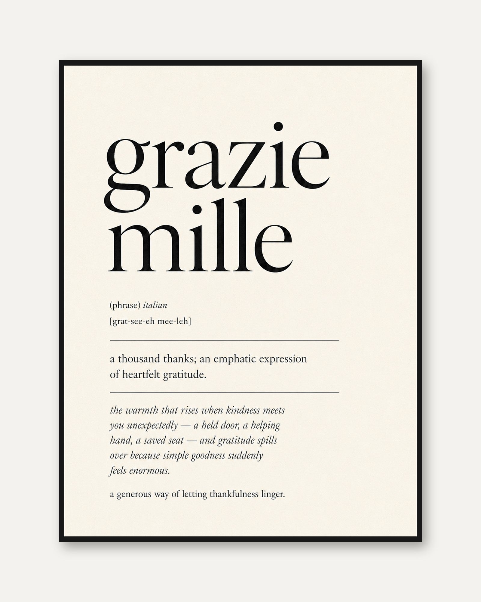 Grazie Mille Wall Art - framed