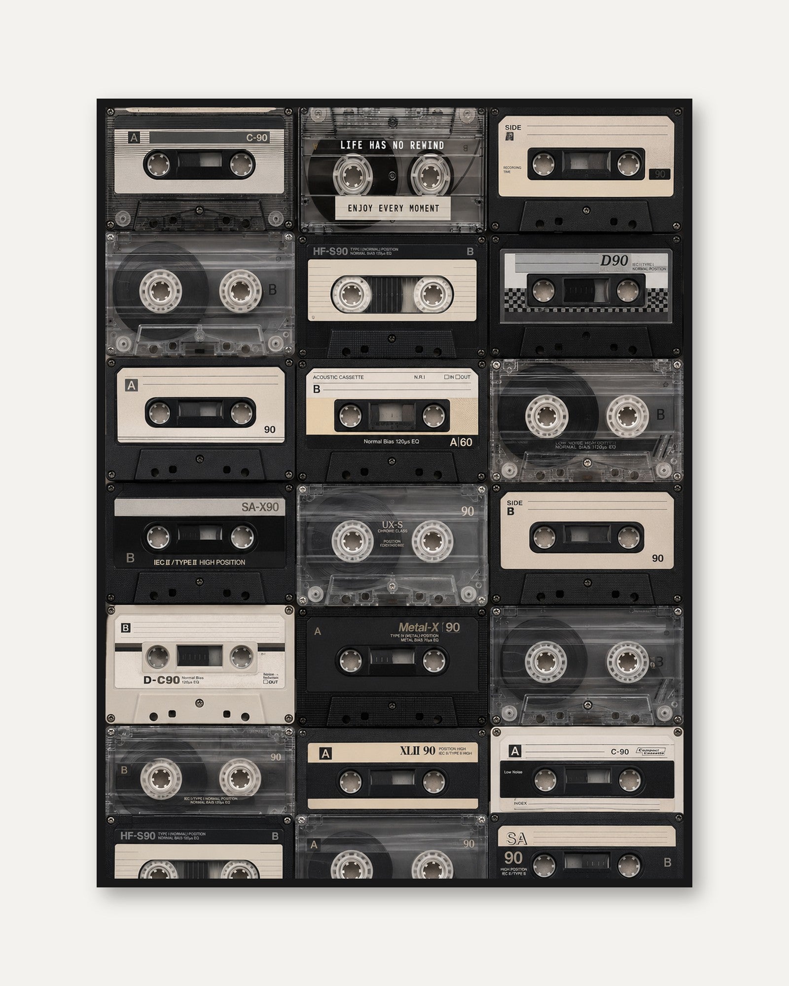 Cassette Tape Collage Print: Retro Music Art (1980s & 1990s Style) - framed