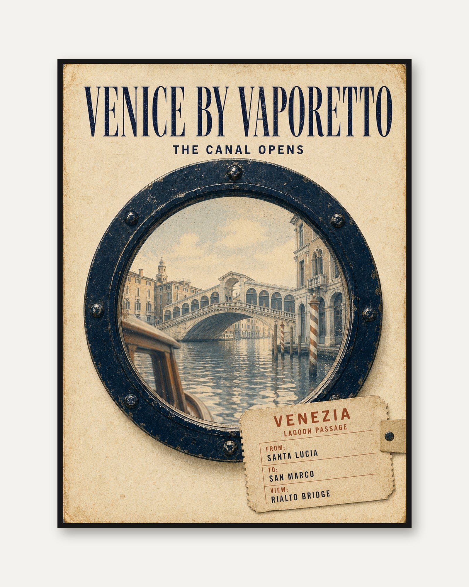 Venice Travel Poster – Vintage Italian Wall Art - framed