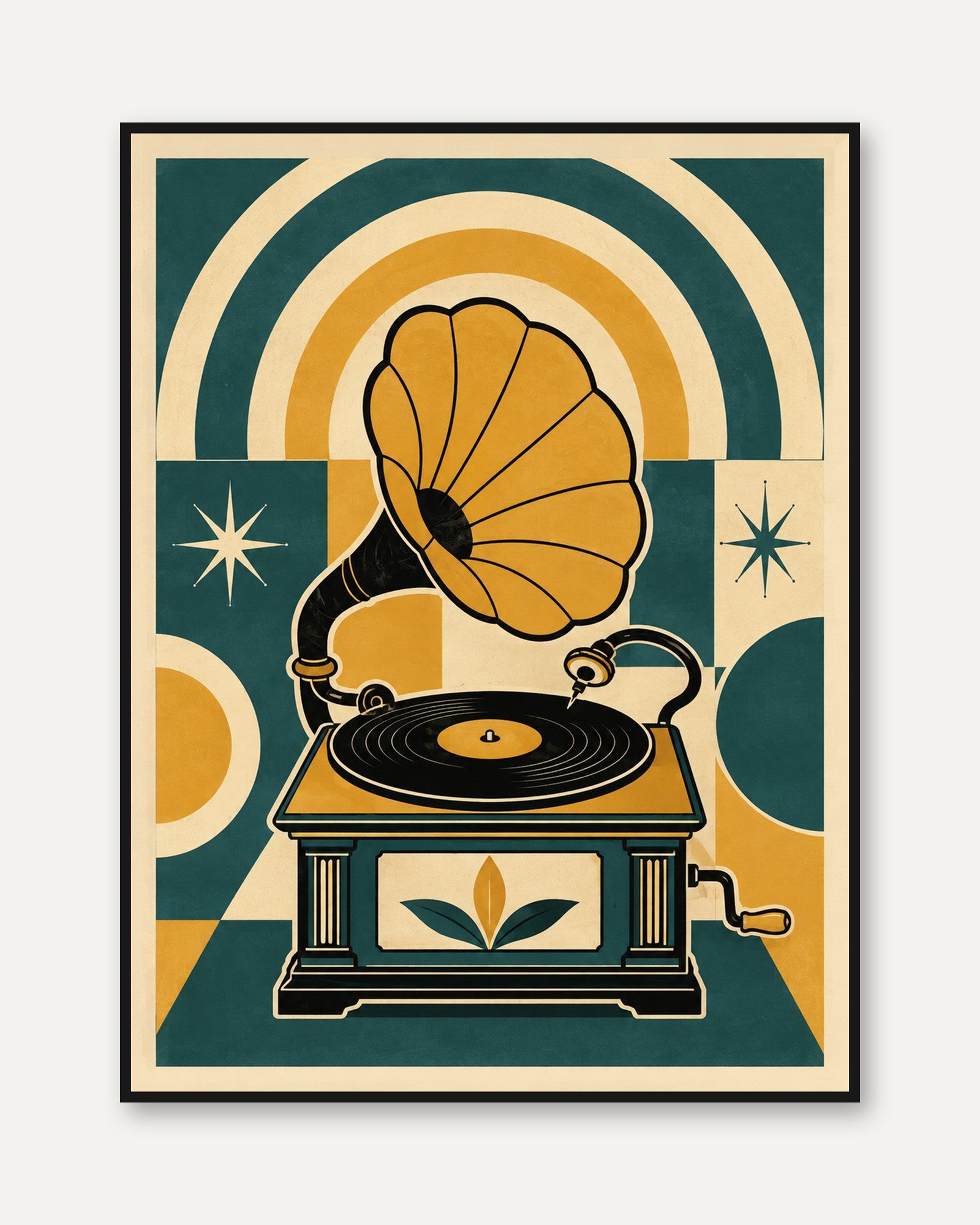 Gramophone Wall Art – Vintage Music Poster - framed