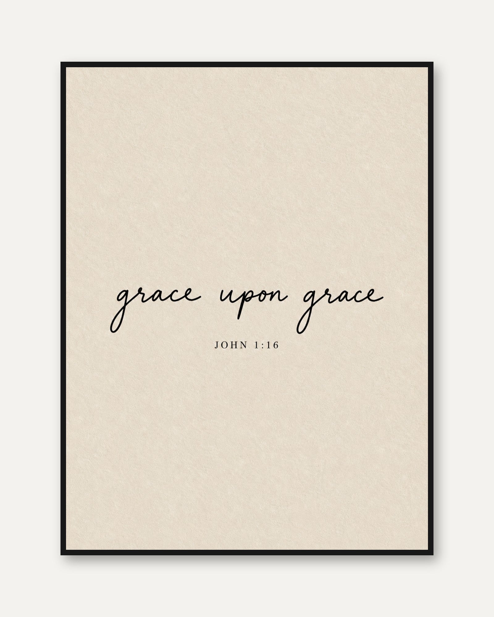 Grace Upon Grace Print: Minimalist Scripture Wall Art - framed