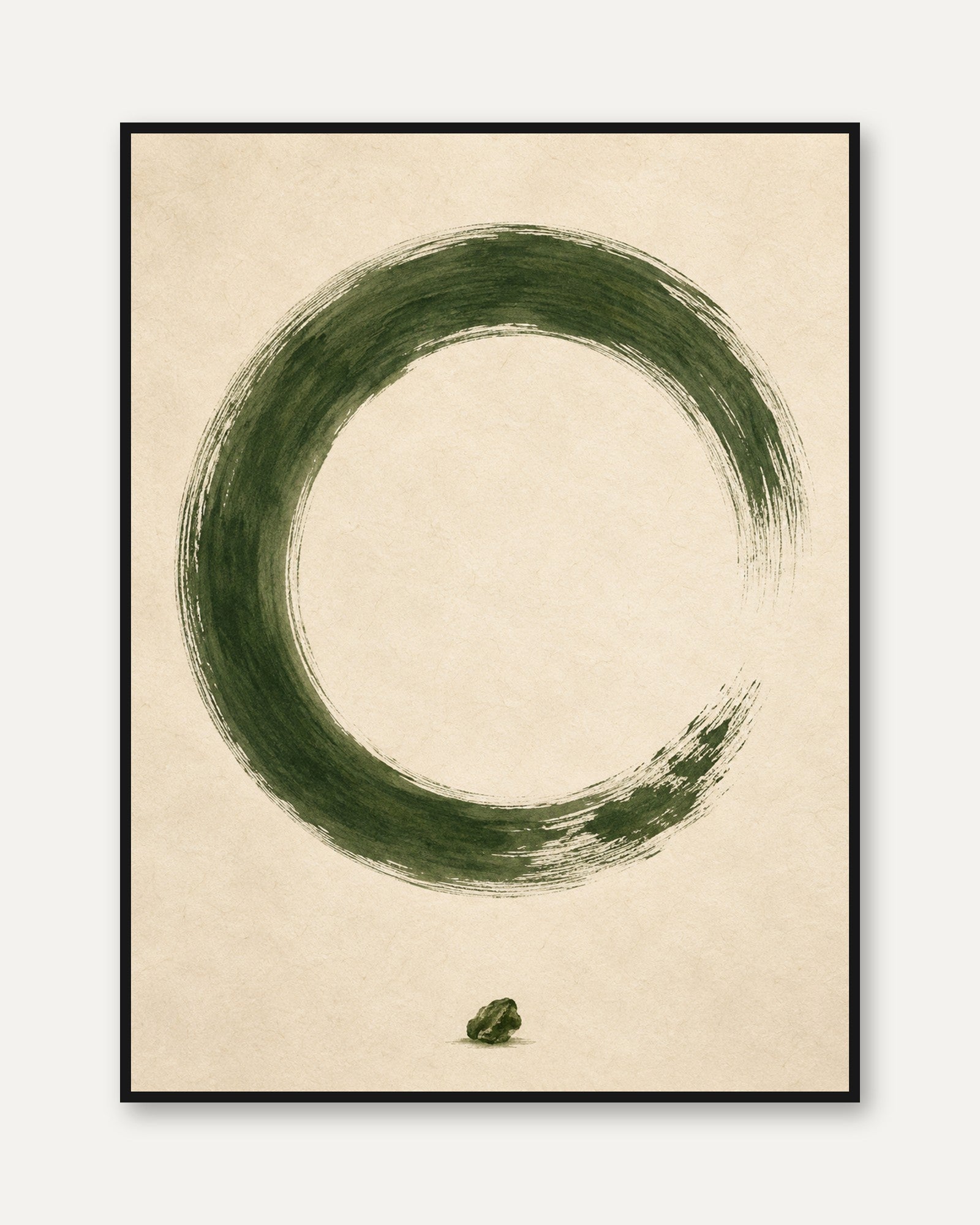 Zen Circle Wall Art – Green Enso Print - framed