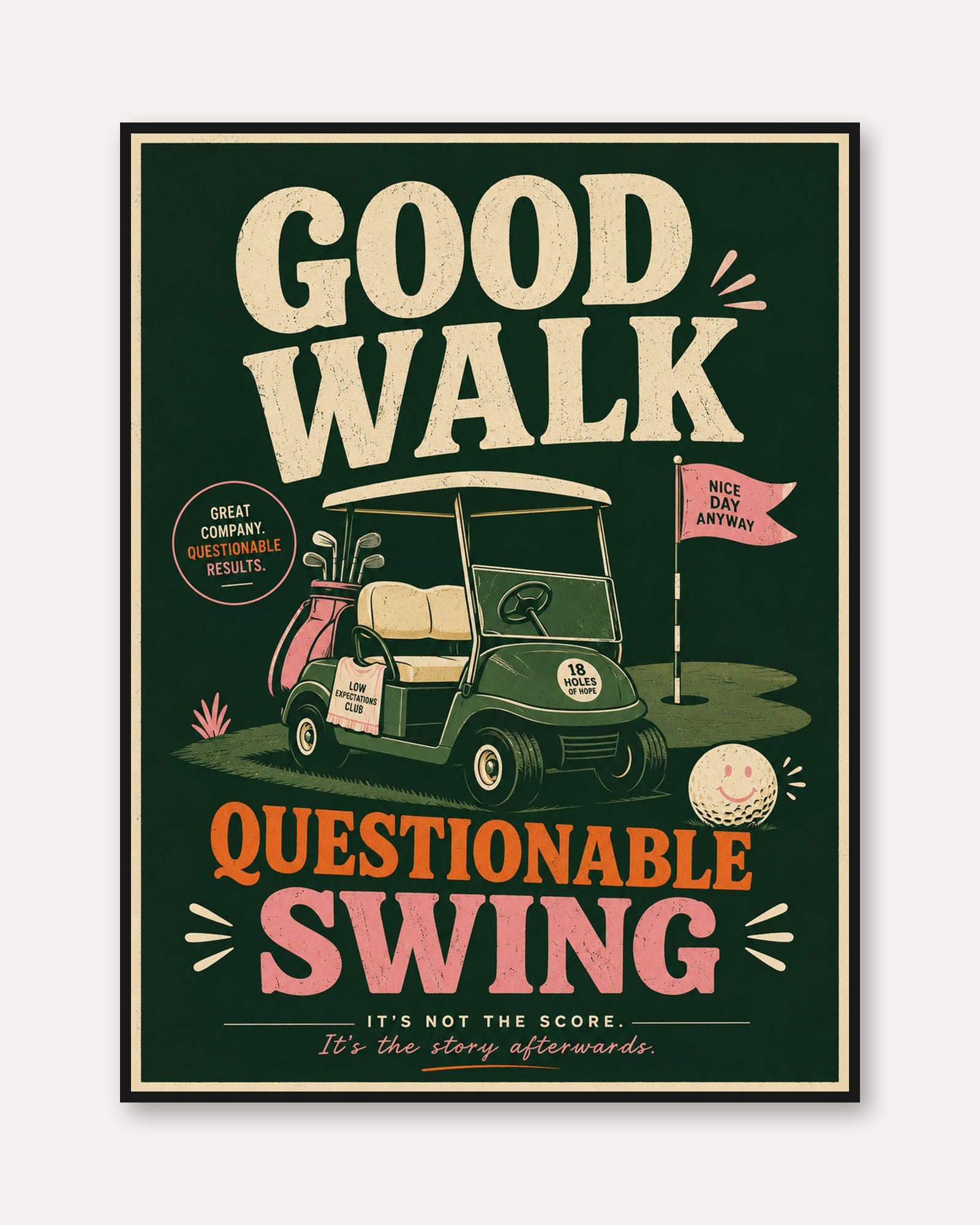 Vintage Golf Art Print: Retro 'Good Walk - framed